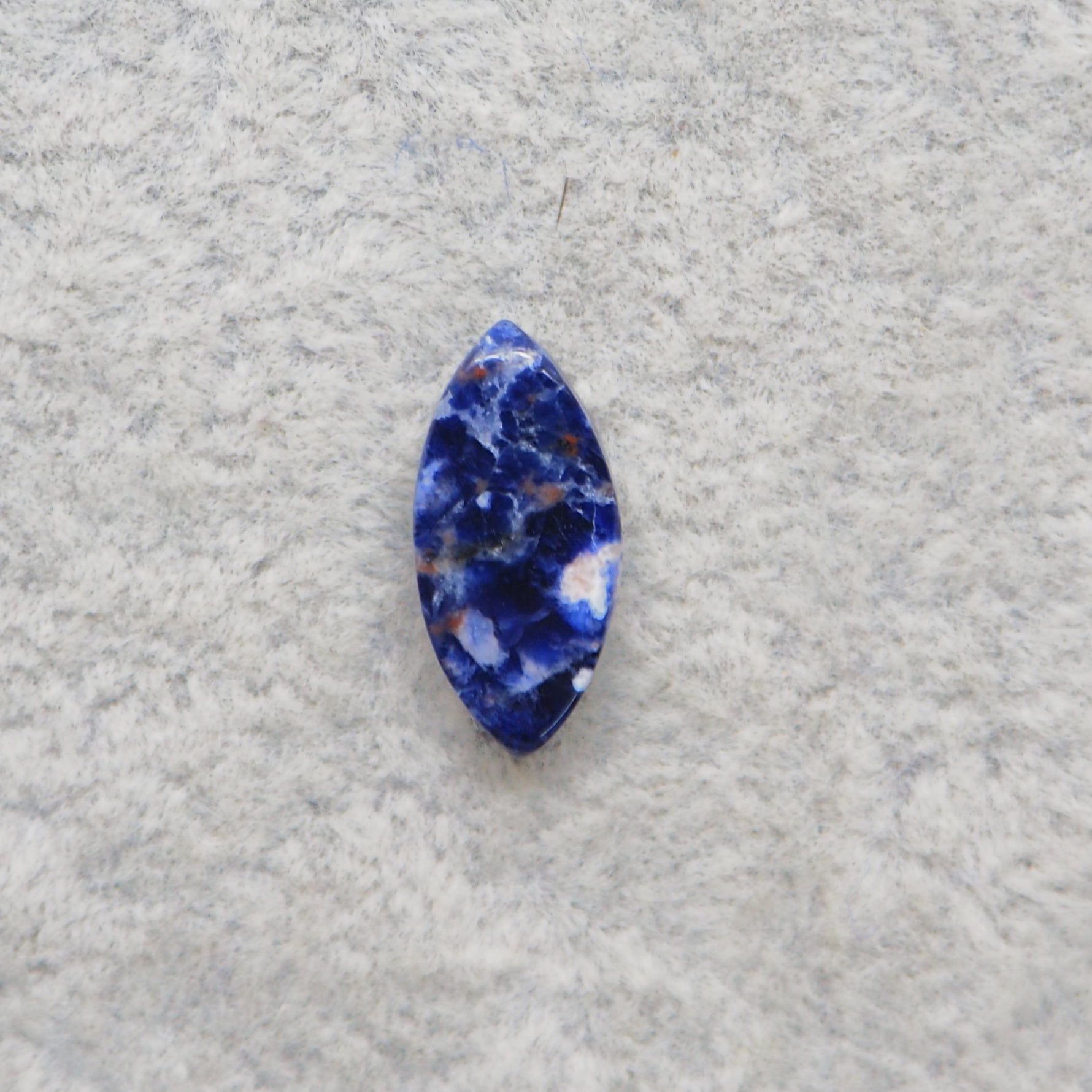 Natural Sodalite Marquise (Navette) Cabochon 16x8mm 3ct - Royal Blue with White Calcite Veining - Pedra Gems