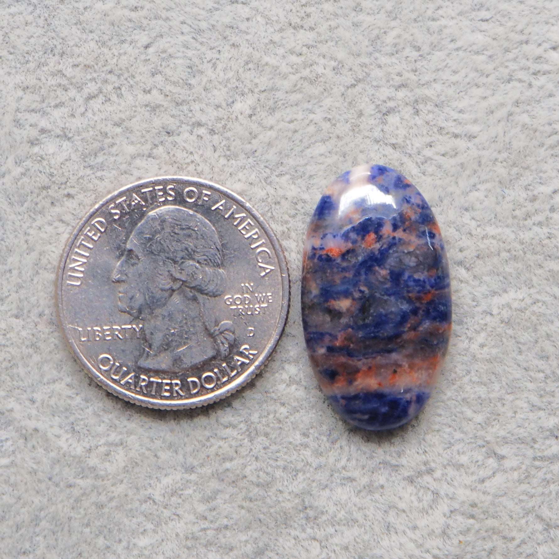 Natural Sodalite Oval Cabochon 27x15mm 16ct - Royal Blue with White Calcite Veining - Pedra Gems