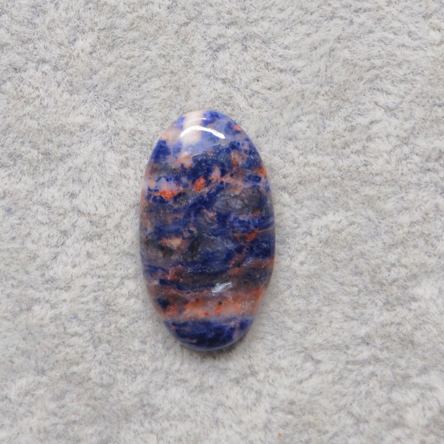 Natural Sodalite Oval Cabochon 27x15mm 16ct - Royal Blue with White Calcite Veining - Pedra Gems