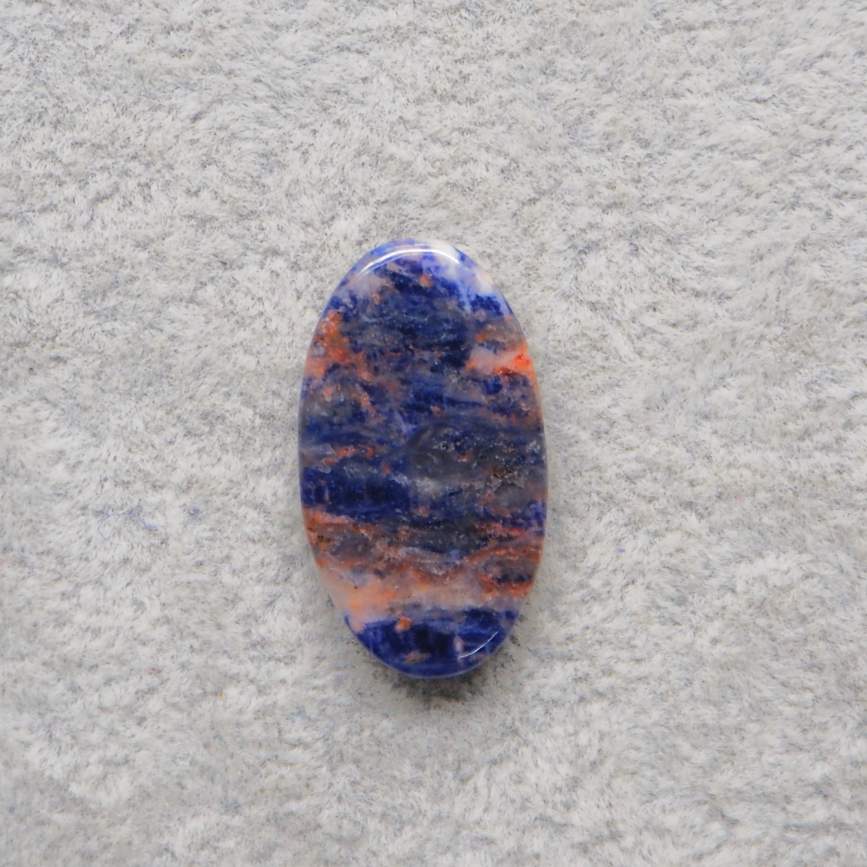 Natural Sodalite Oval Cabochon 27x15mm 16ct - Royal Blue with White Calcite Veining - Pedra Gems