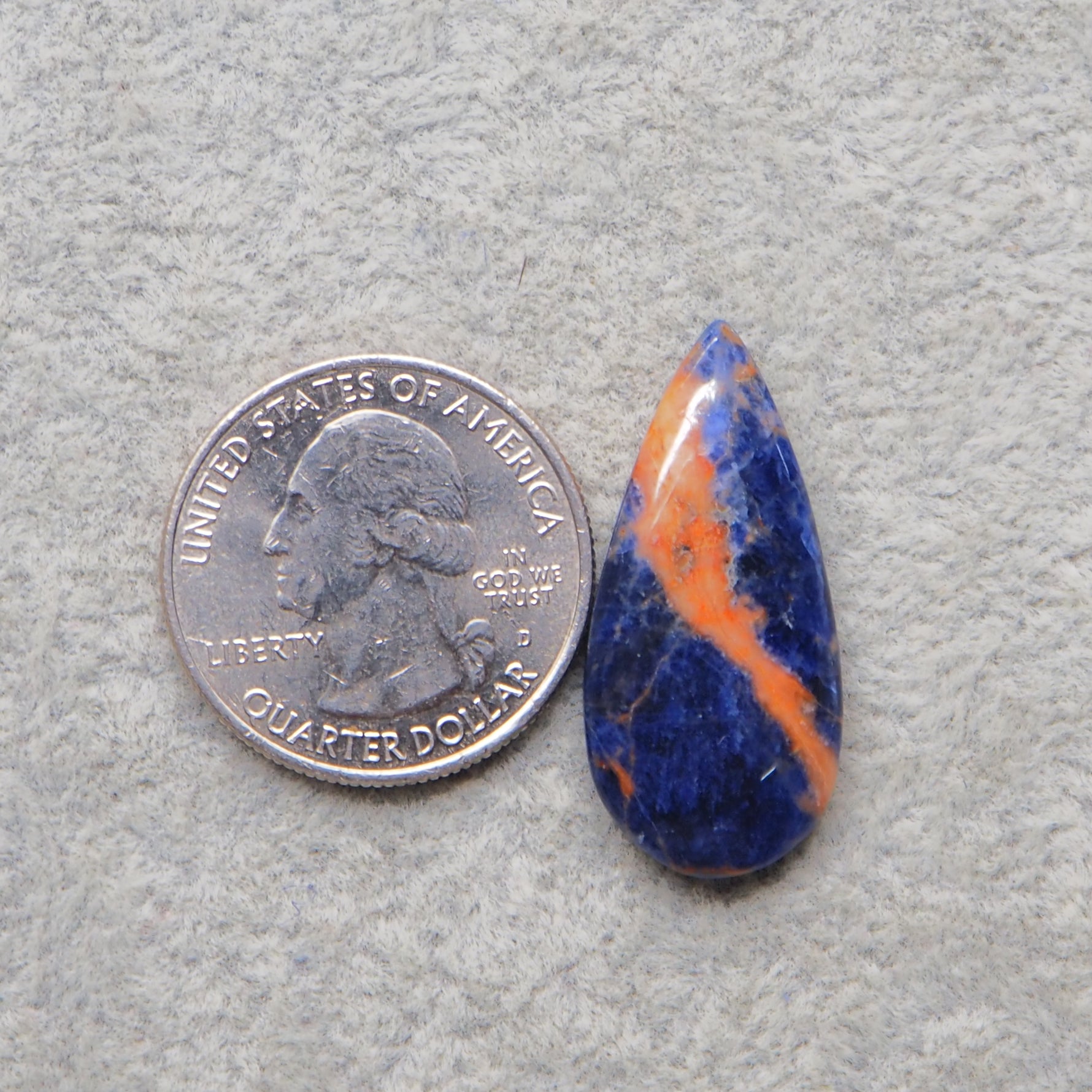 Natural Sodalite Pear Cabochon 31x14mm 14ct - Royal Blue with White Calcite Veining - Pedra Gems