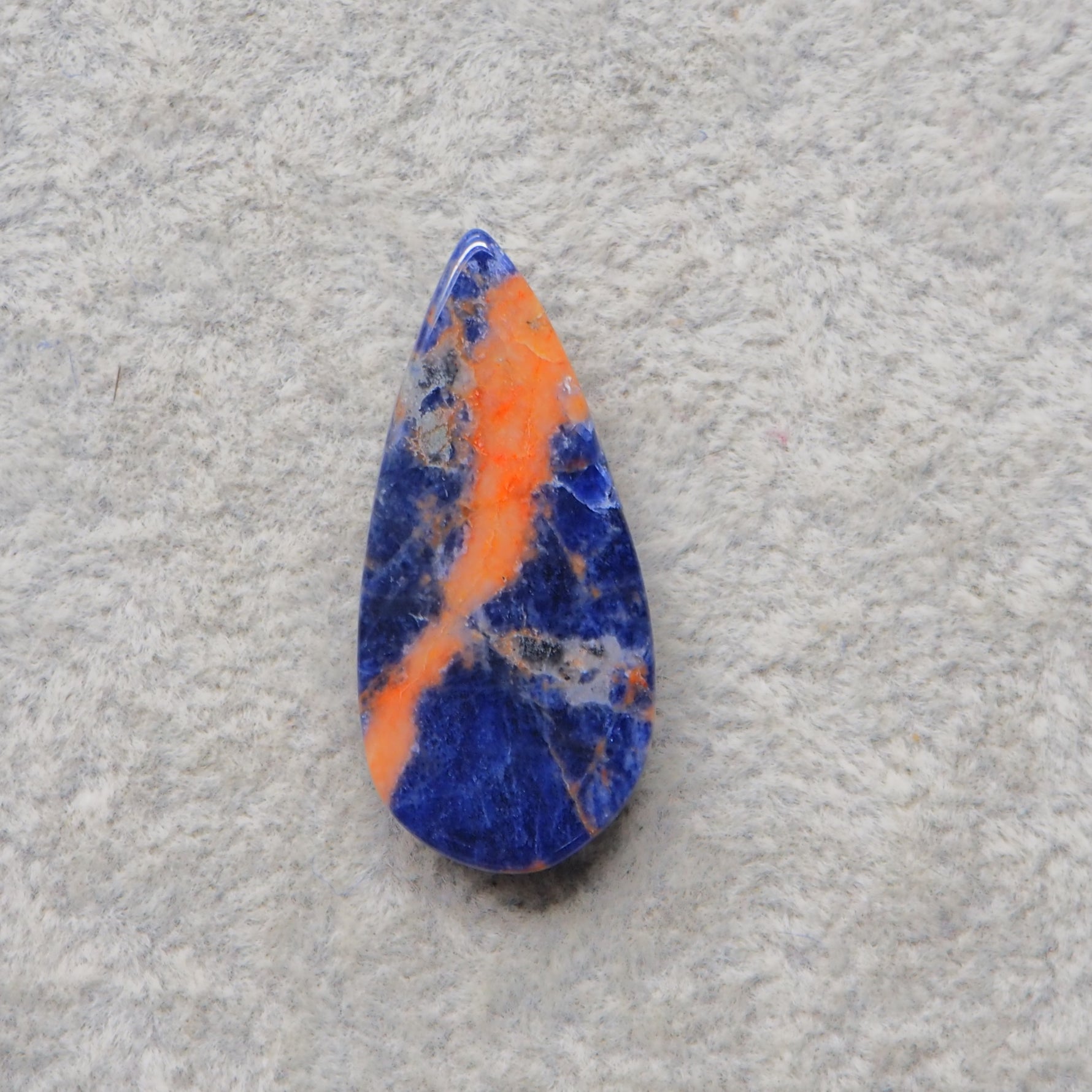 Natural Sodalite Pear Cabochon 31x14mm 14ct - Royal Blue with White Calcite Veining - Pedra Gems