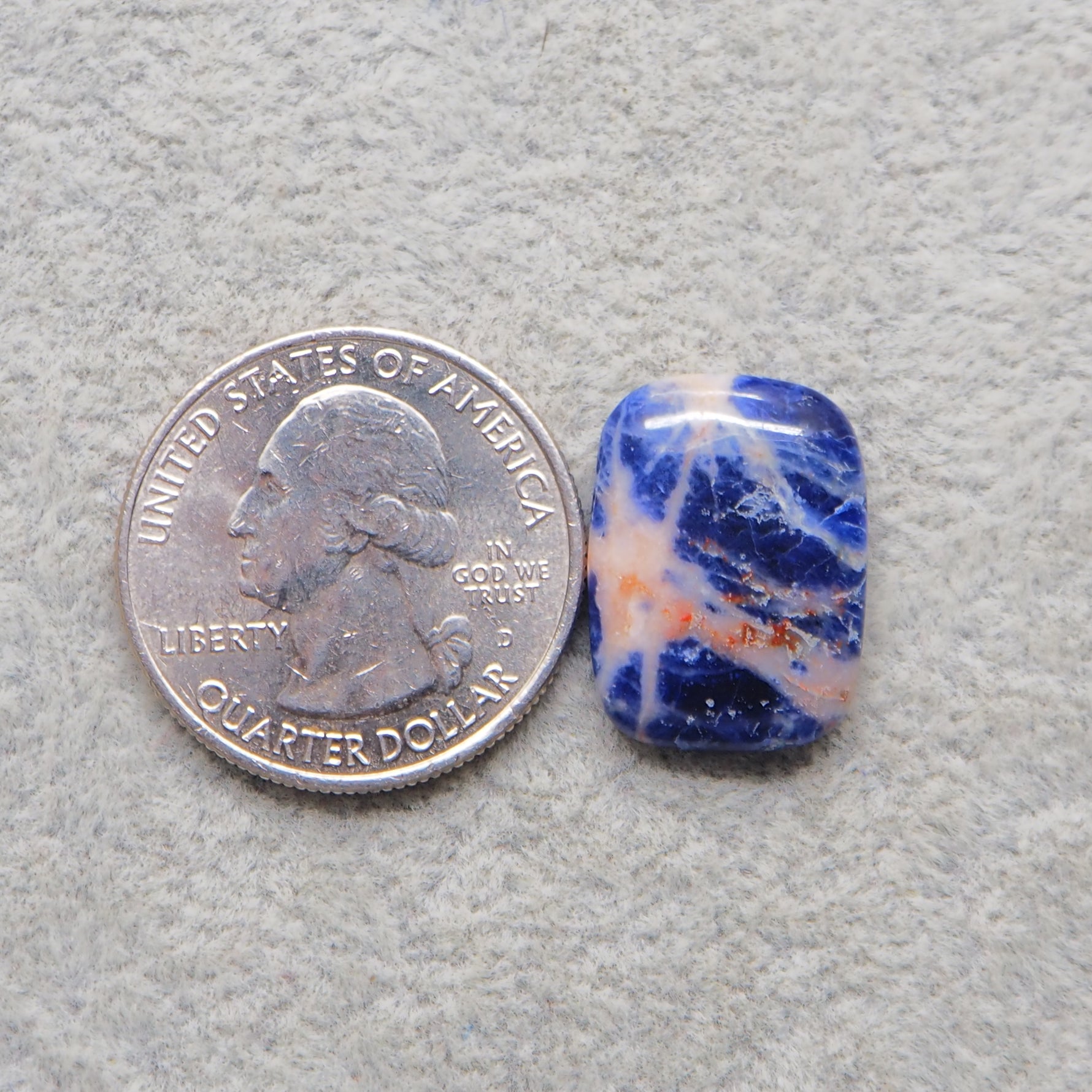 Natural Sodalite Cushion Cabochon 19x14mm 9ct - Royal Blue with White Calcite Veining - Pedra Gems