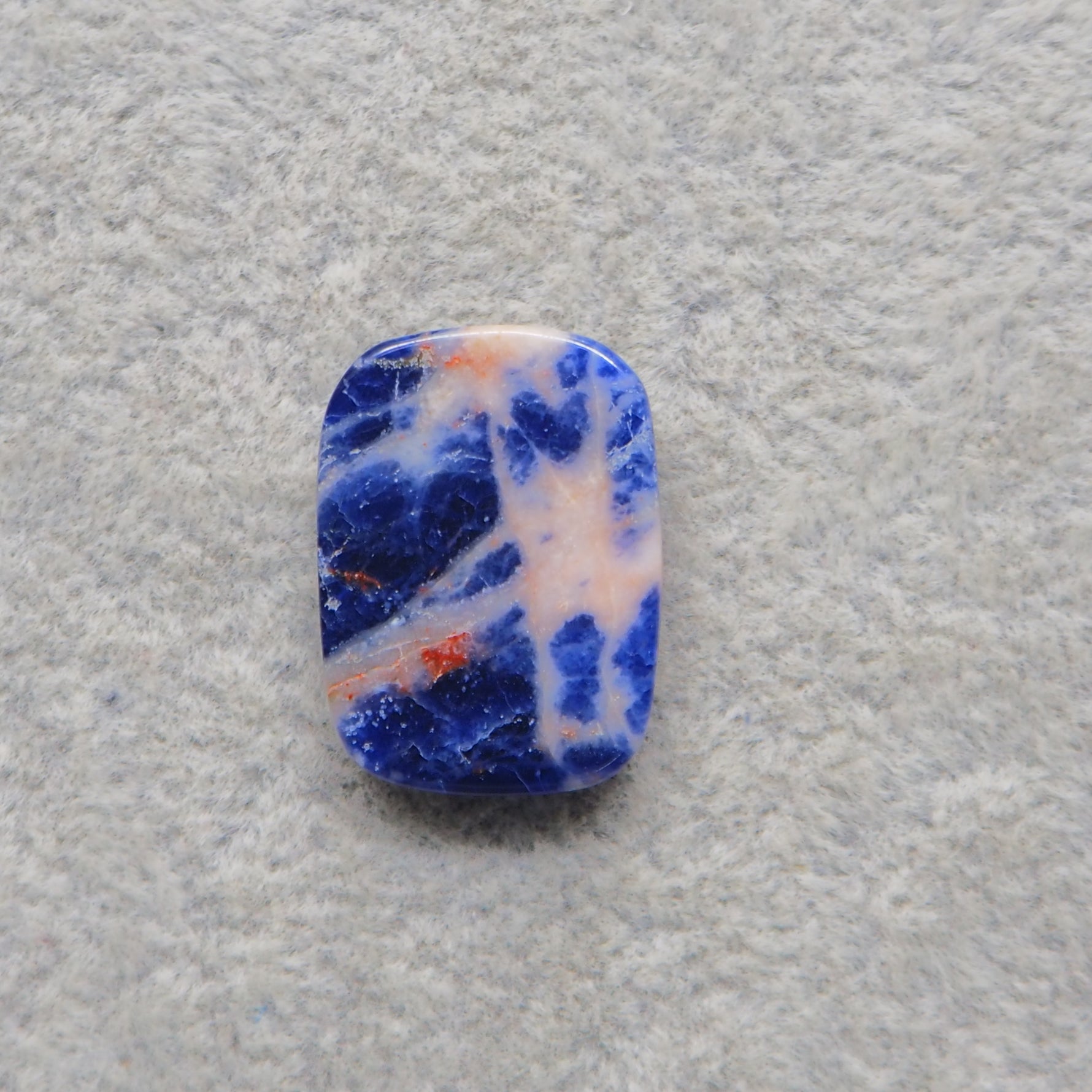 Natural Sodalite Cushion Cabochon 19x14mm 9ct - Royal Blue with White Calcite Veining - Pedra Gems
