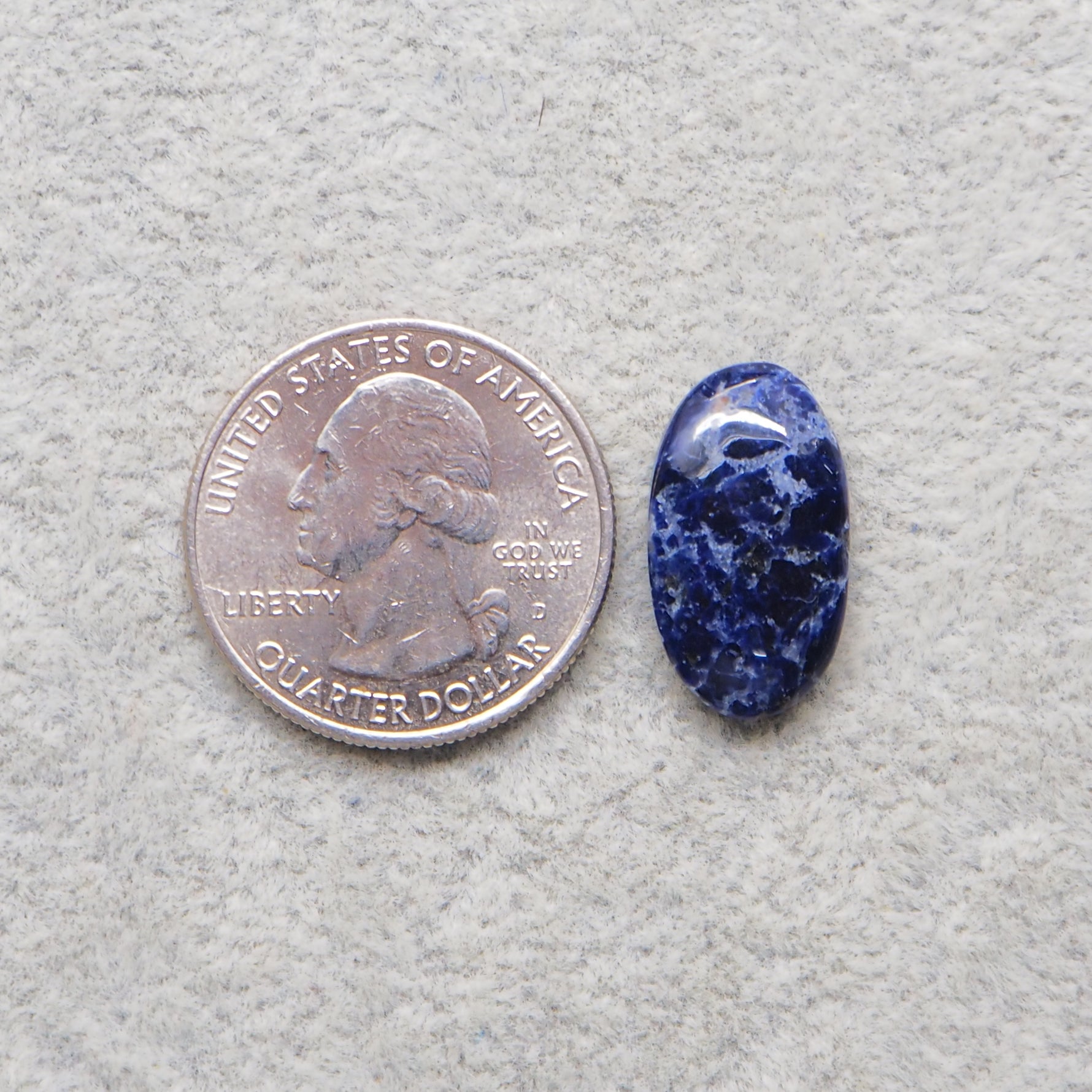 Natural Sodalite Oval Cabochon 20x12mm 7ct - Royal Blue with White Calcite Veining - Pedra Gems