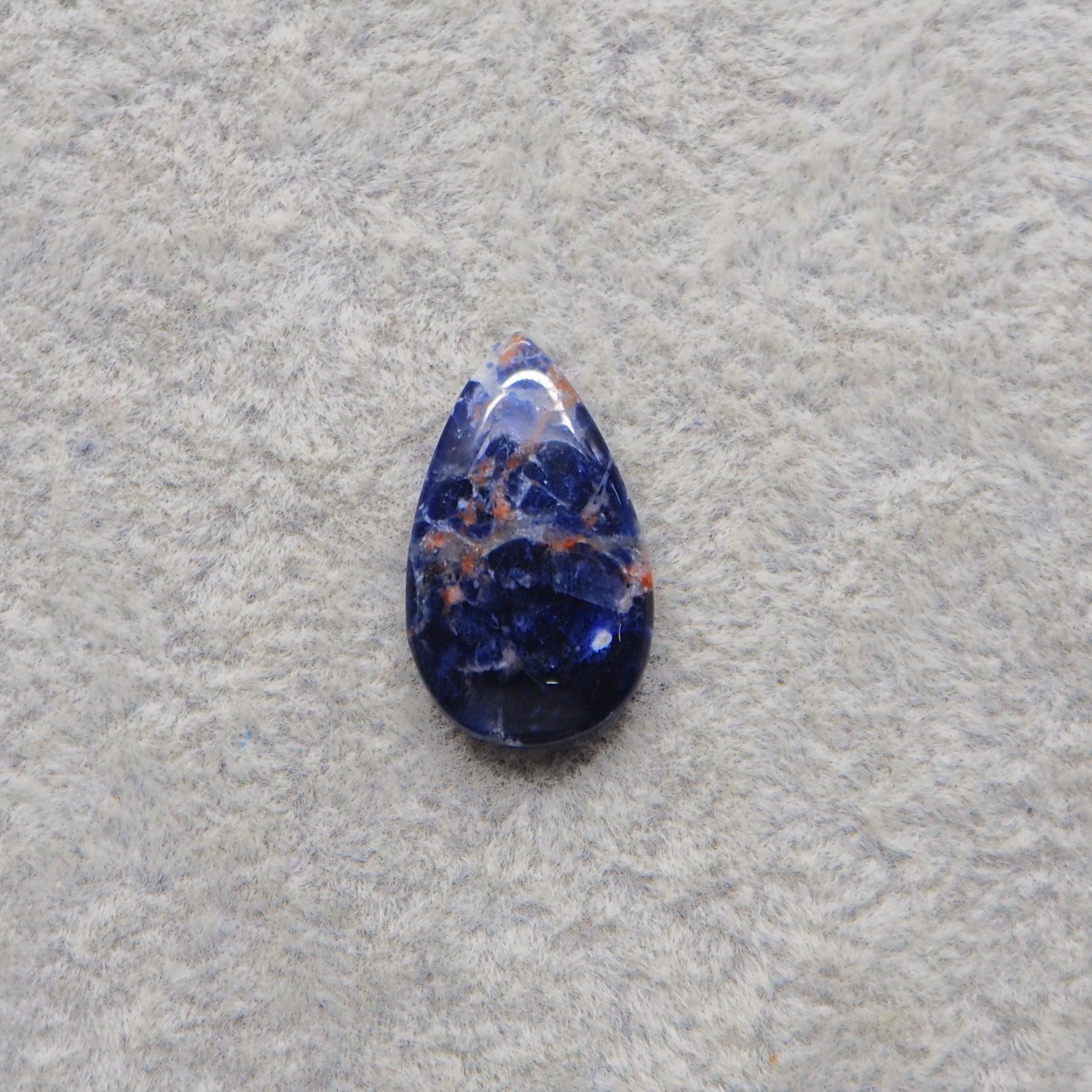 Natural Sodalite Pear Cabochon 18x11mm 4.5ct - Royal Blue with White Calcite Veining - Pedra Gems