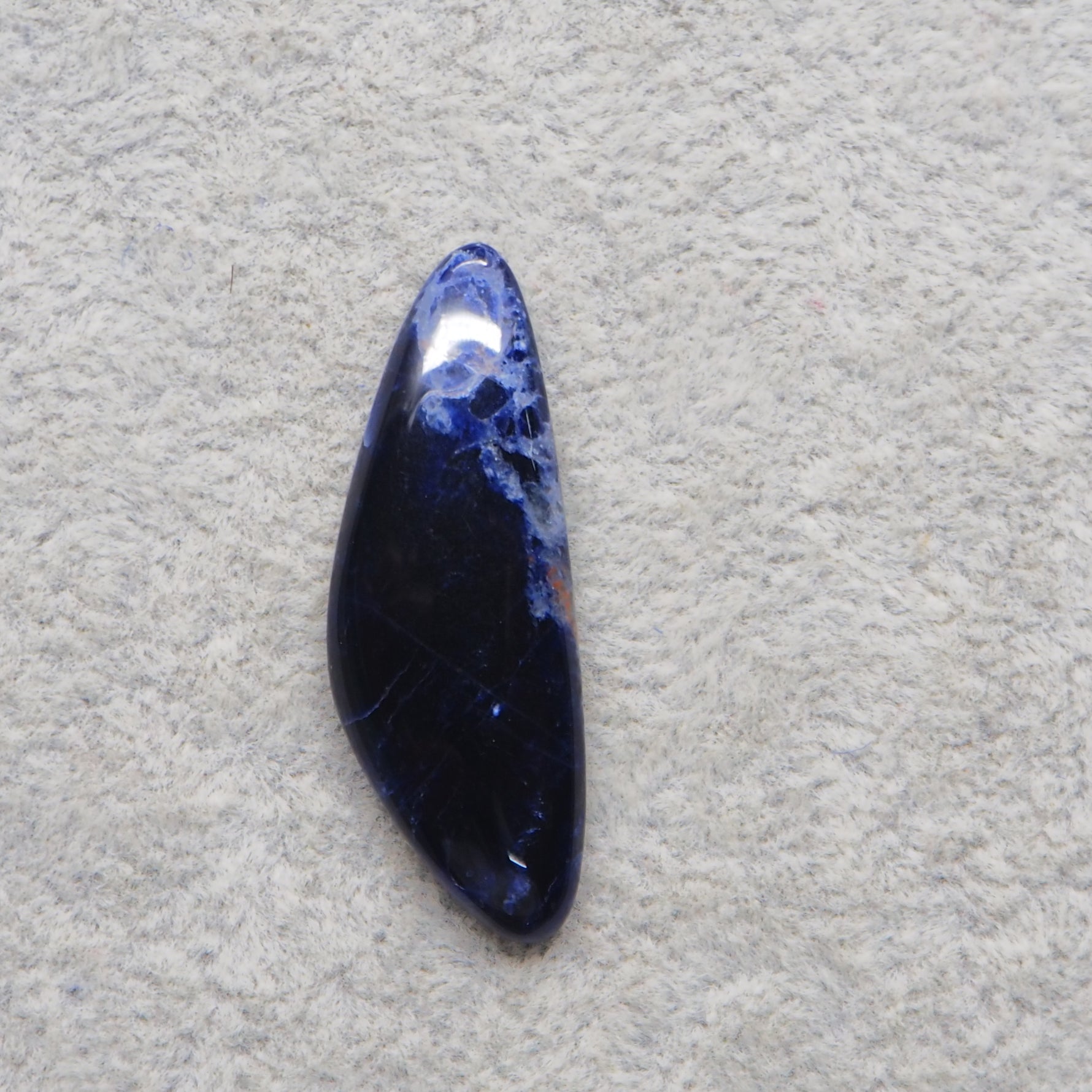 Natural Sodalite Freeform Cabochon 39x14mm 16.5ct - Royal Blue with White Calcite Veining - Pedra Gems