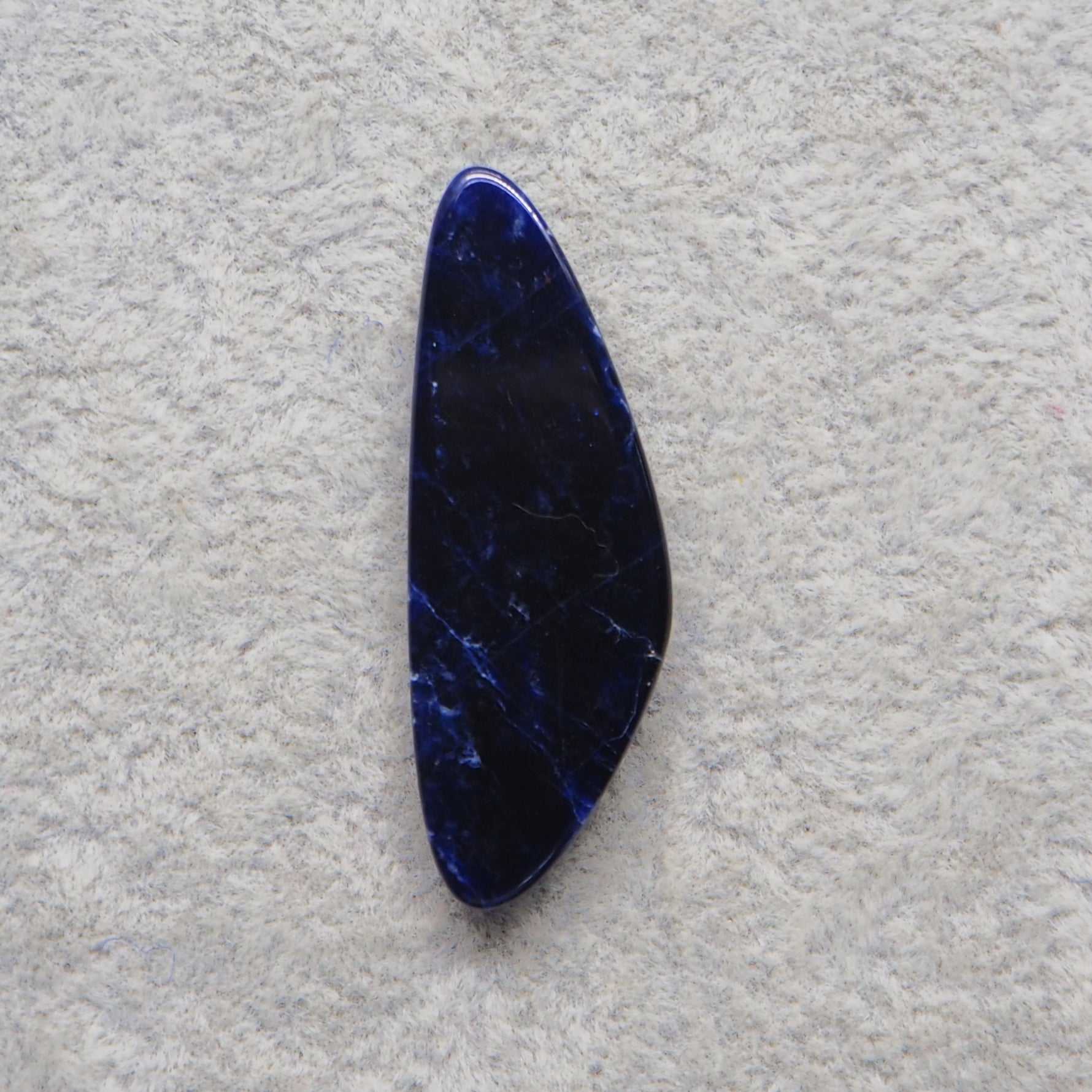 Natural Sodalite Freeform Cabochon 39x14mm 16.5ct - Royal Blue with White Calcite Veining - Pedra Gems