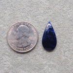 Natural Sodalite Pear Cabochon 22x11mm 4.5ct - Royal Blue with White Calcite Veining - Pedra Gems