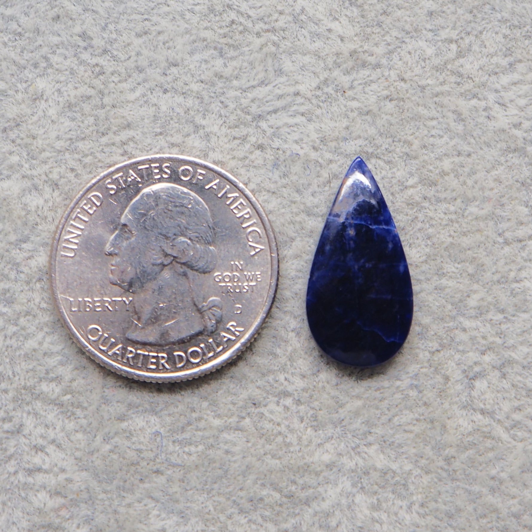 Natural Sodalite Pear Cabochon 22x11mm 4.5ct - Royal Blue with White Calcite Veining - Pedra Gems