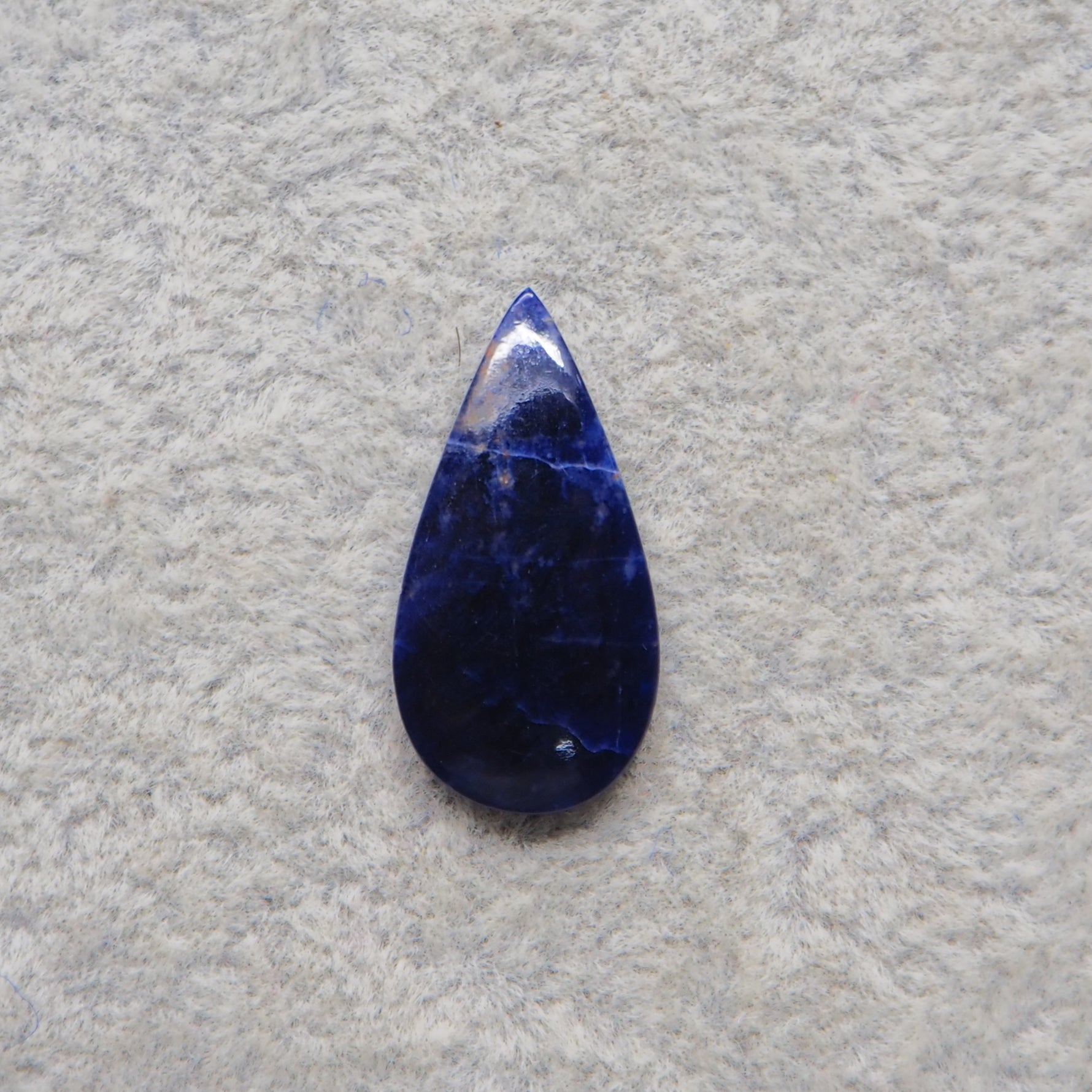 Natural Sodalite Pear Cabochon 22x11mm 4.5ct - Royal Blue with White Calcite Veining - Pedra Gems