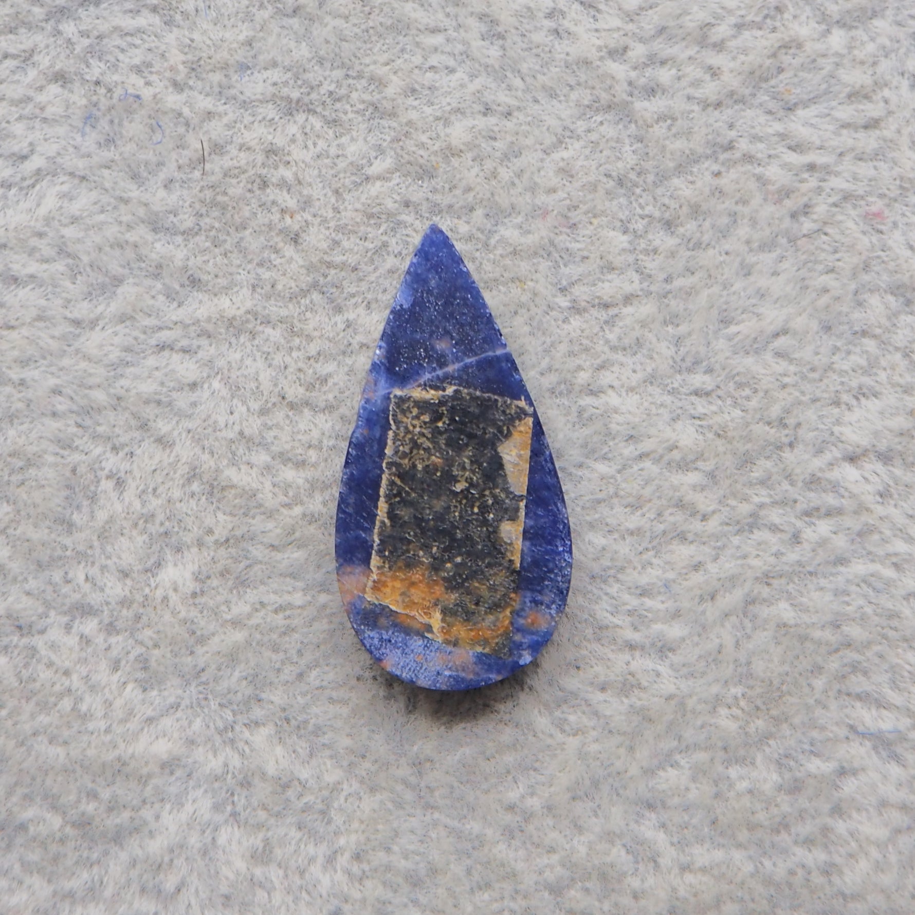 Natural Sodalite Pear Cabochon 22x11mm 4.5ct - Royal Blue with White Calcite Veining - Pedra Gems