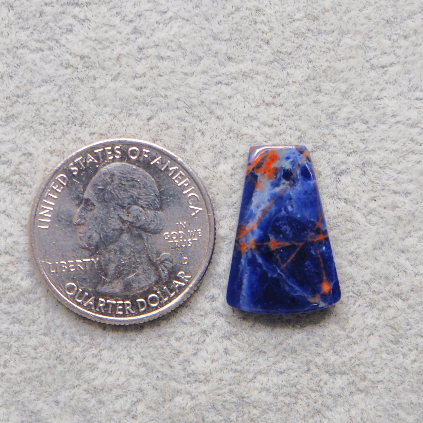 Natural Sodalite Trapezoid Cabochon 22x15mm 8.5ct - Royal Blue with White Calcite Veining - Pedra Gems
