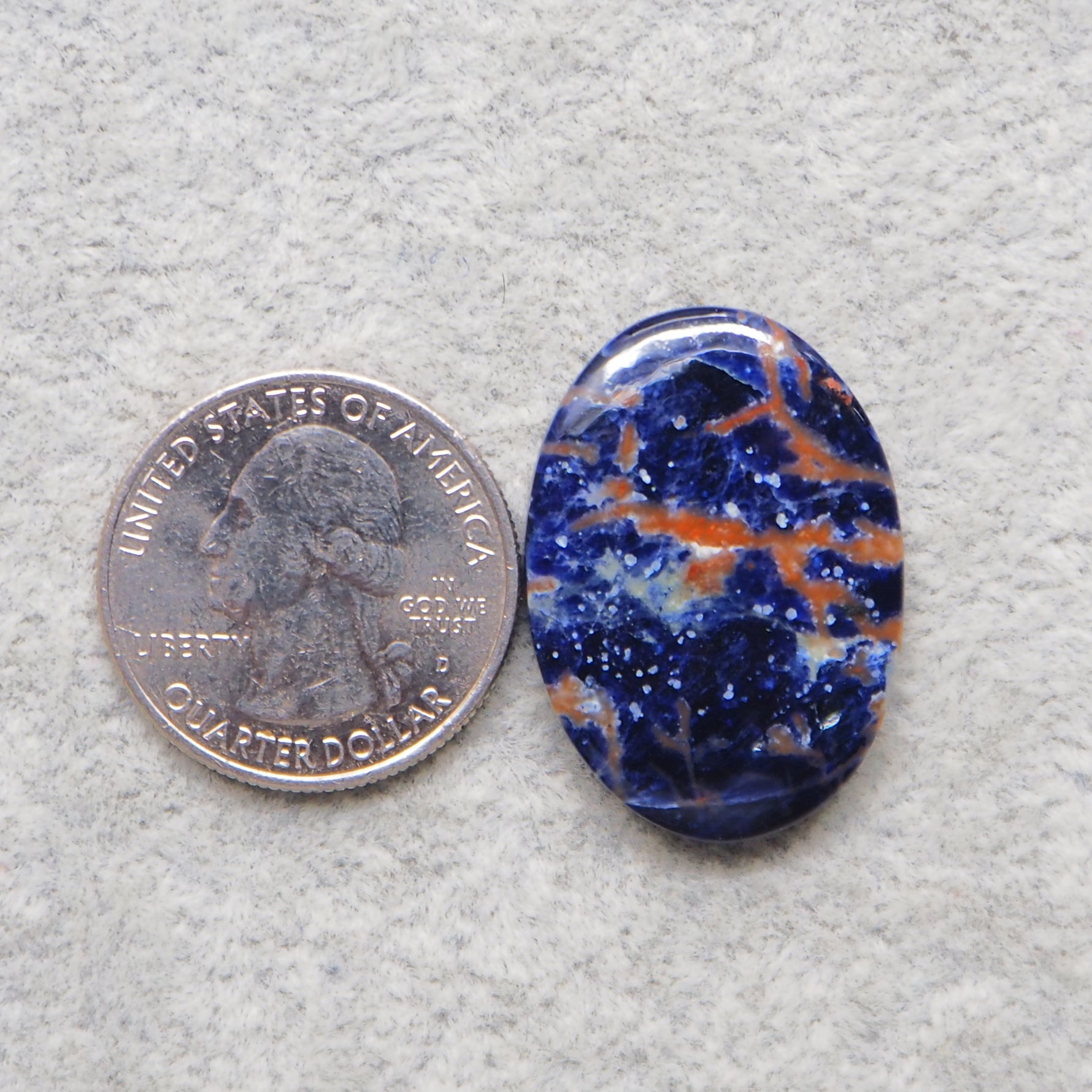 Natural Sodalite Oval Cabochon 30x22mm 23.5ct - Royal Blue with White Calcite Veining - Pedra Gems