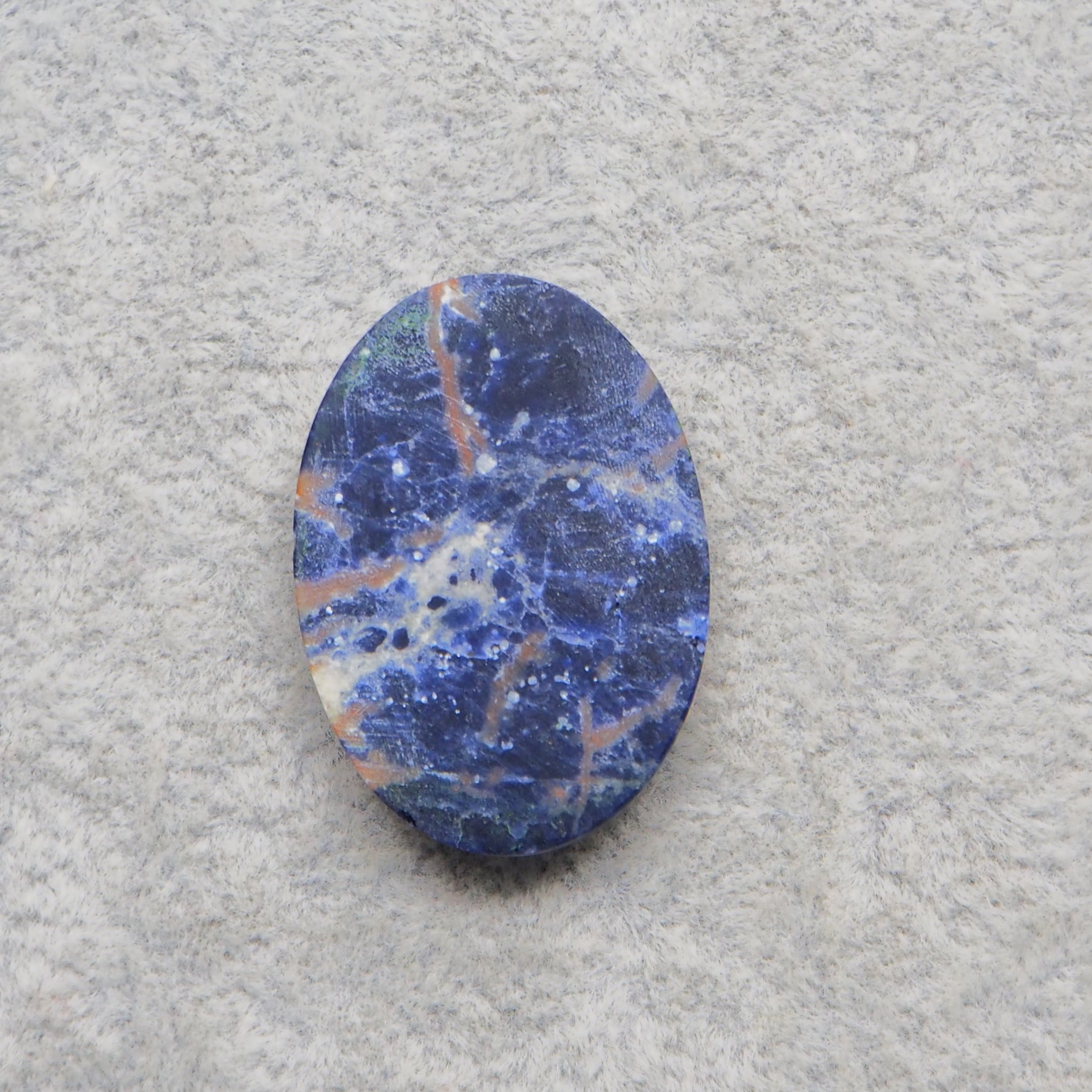 Natural Sodalite Oval Cabochon 30x22mm 23.5ct - Royal Blue with White Calcite Veining - Pedra Gems