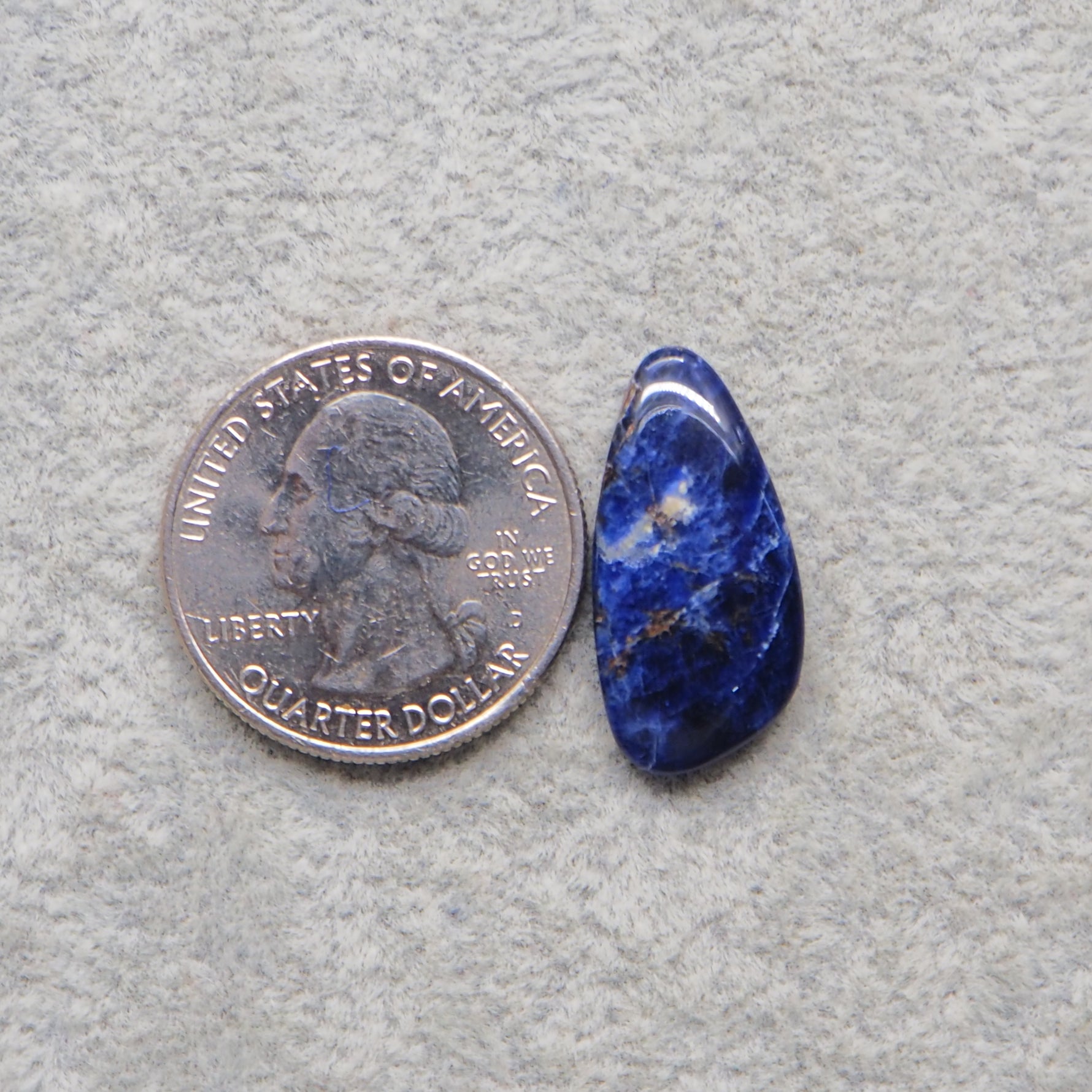 Natural Sodalite Freeform Cabochon 24x12mm 7ct - Royal Blue with White Calcite Veining - Pedra Gems