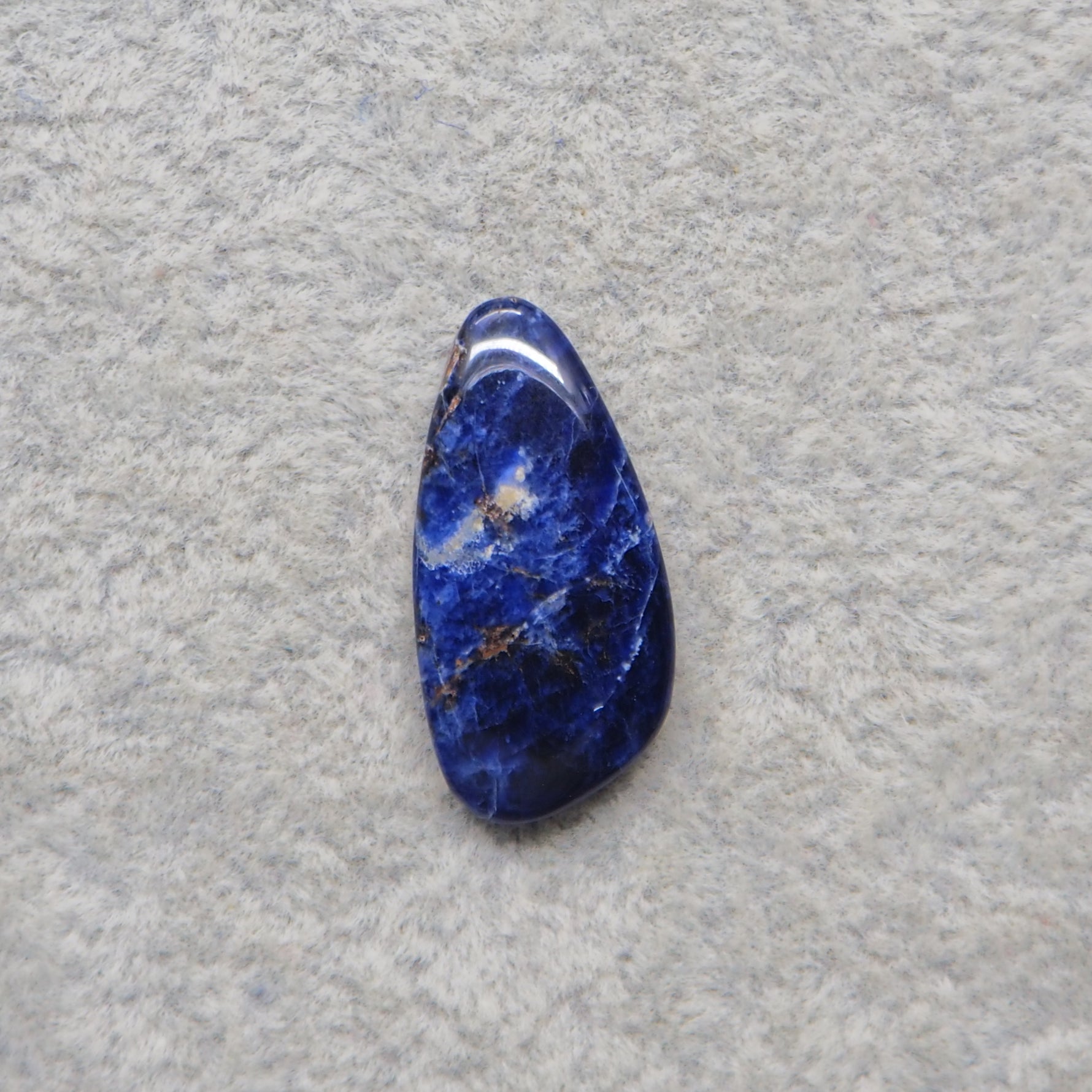Natural Sodalite Freeform Cabochon 24x12mm 7ct - Royal Blue with White Calcite Veining - Pedra Gems