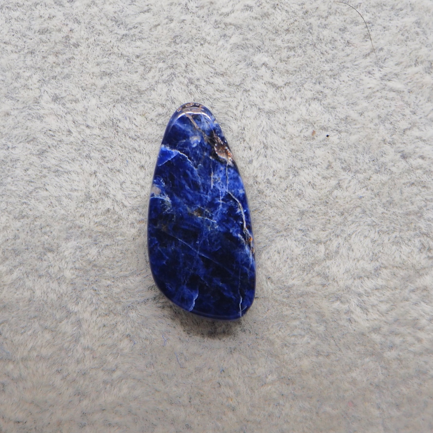 Natural Sodalite Freeform Cabochon 24x12mm 7ct - Royal Blue with White Calcite Veining - Pedra Gems