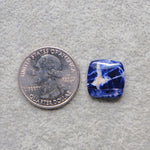 Natural Sodalite Cushion Cabochon 15x14mm 7ct - Royal Blue with White Calcite Veining - Pedra Gems