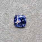 Natural Sodalite Cushion Cabochon 15x14mm 7ct - Royal Blue with White Calcite Veining - Pedra Gems