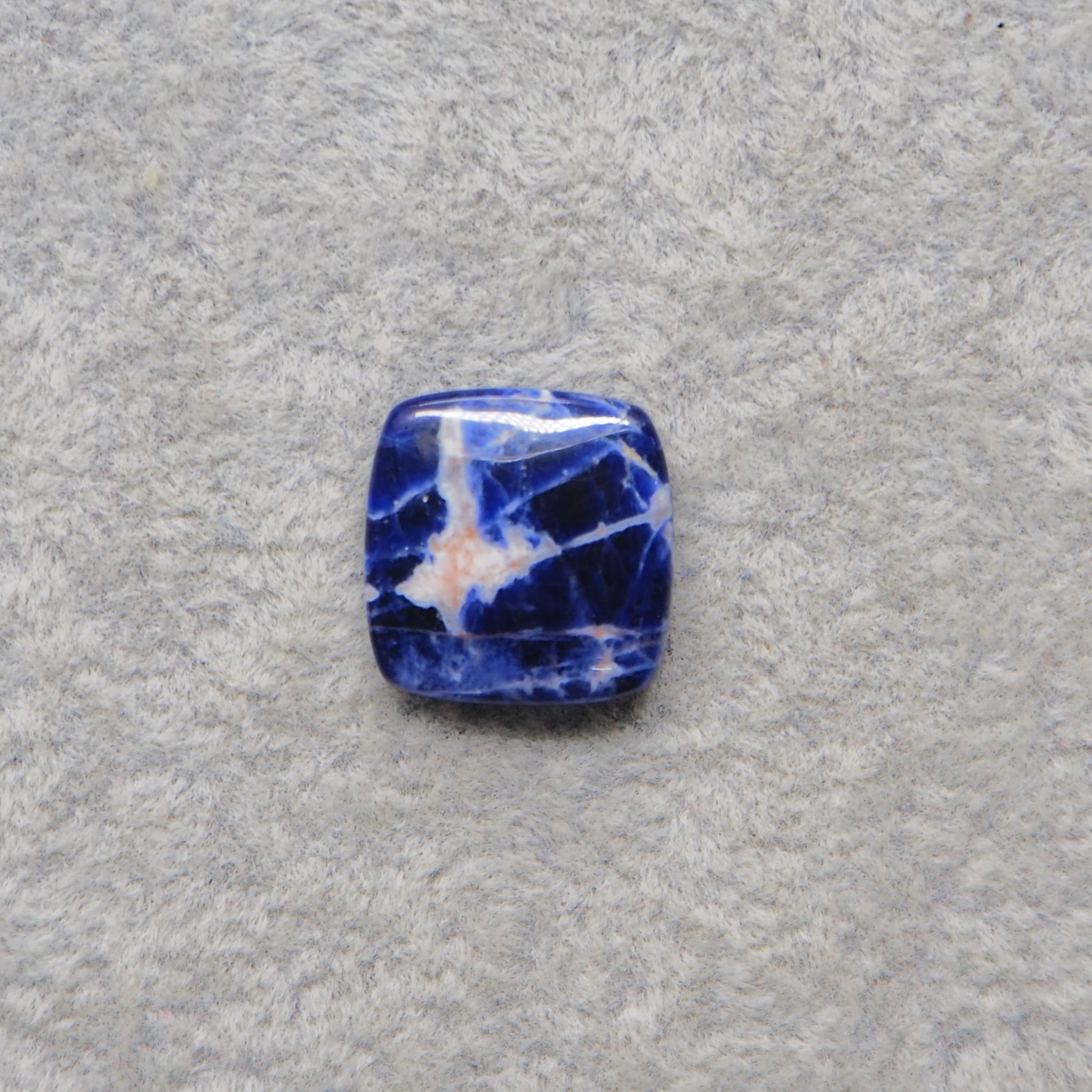 Natural Sodalite Cushion Cabochon 15x14mm 7ct - Royal Blue with White Calcite Veining - Pedra Gems