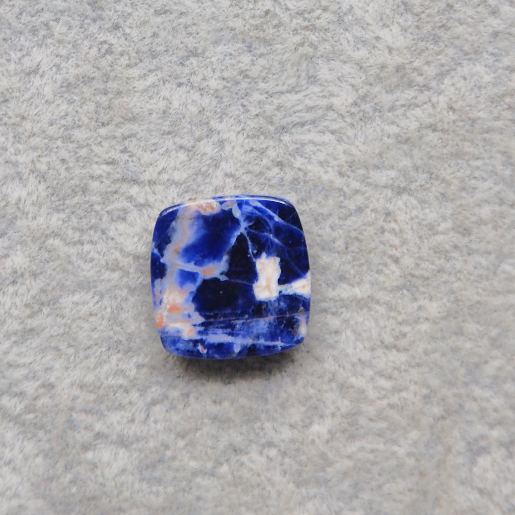 Natural Sodalite Cushion Cabochon 15x14mm 7ct - Royal Blue with White Calcite Veining - Pedra Gems