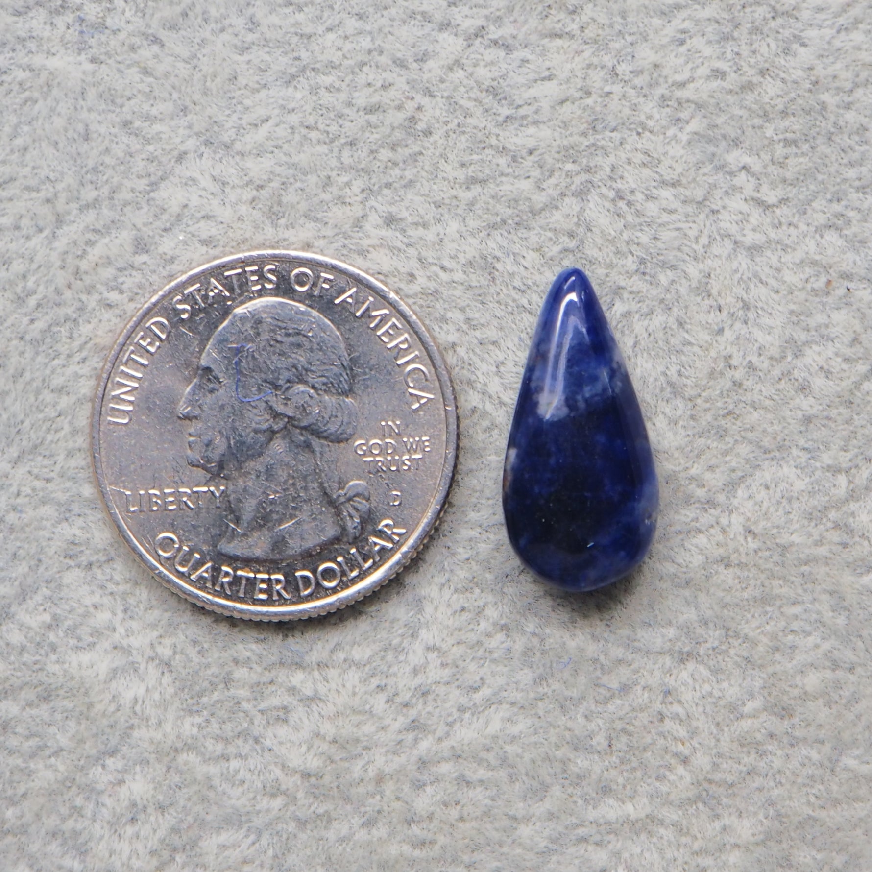 Natural Sodalite Pear Cabochon 20x10mm 7ct - Royal Blue with White Calcite Veining - Pedra Gems