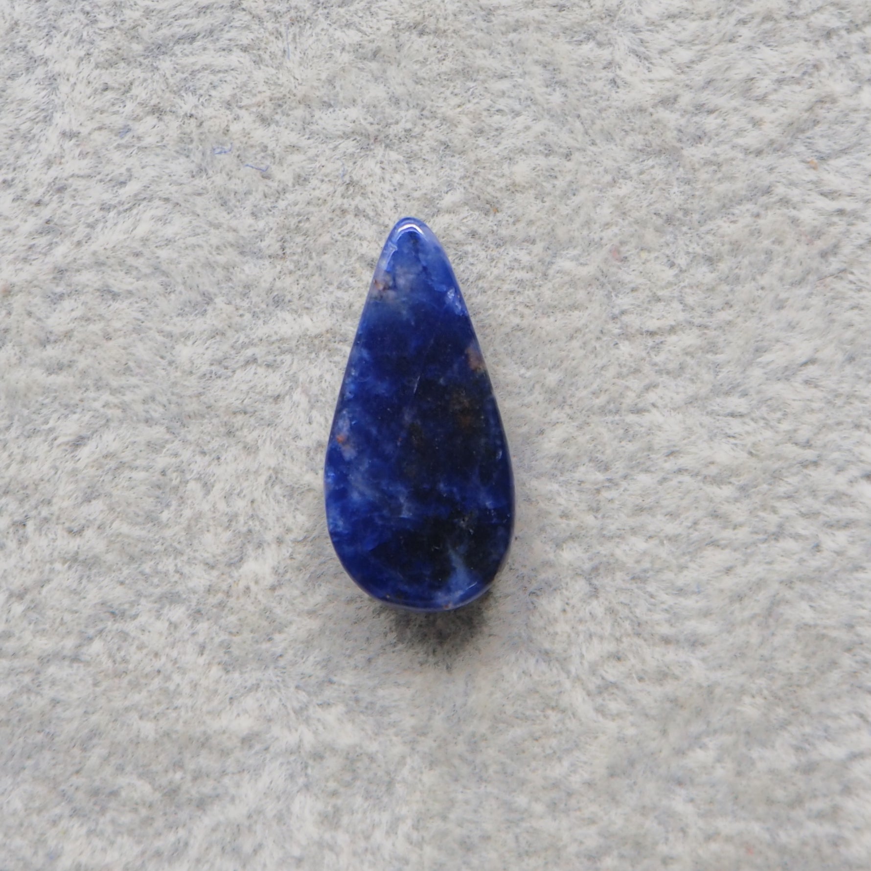 Natural Sodalite Pear Cabochon 20x10mm 7ct - Royal Blue with White Calcite Veining - Pedra Gems