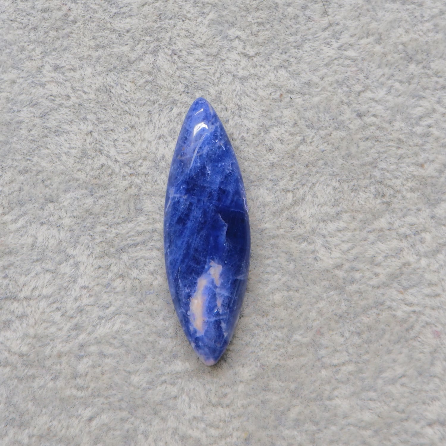 Natural Sodalite Marquise (Navette) Cabochon 33x11mm 12ct - Royal Blue with White Calcite Veining - Pedra Gems