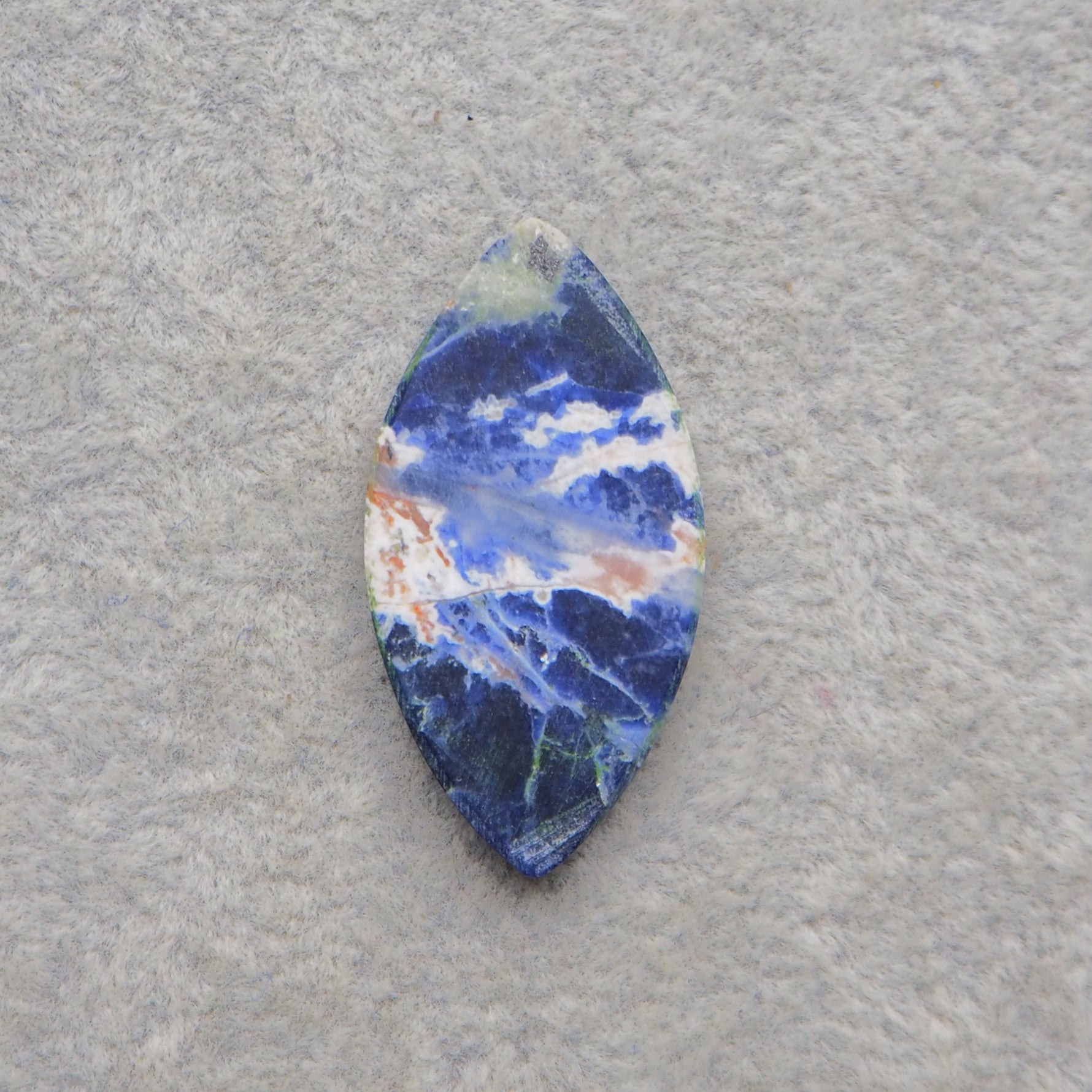 Natural Sodalite Marquise (Navette) Cabochon 33x17mm 15ct - Royal Blue with White Calcite Veining - Pedra Gems