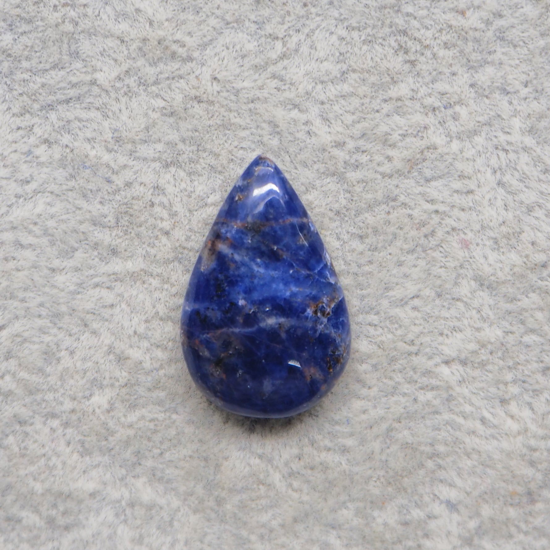 Natural Sodalite Pear Cabochon 25x16mm 16.5ct - Royal Blue with White Calcite Veining - Pedra Gems