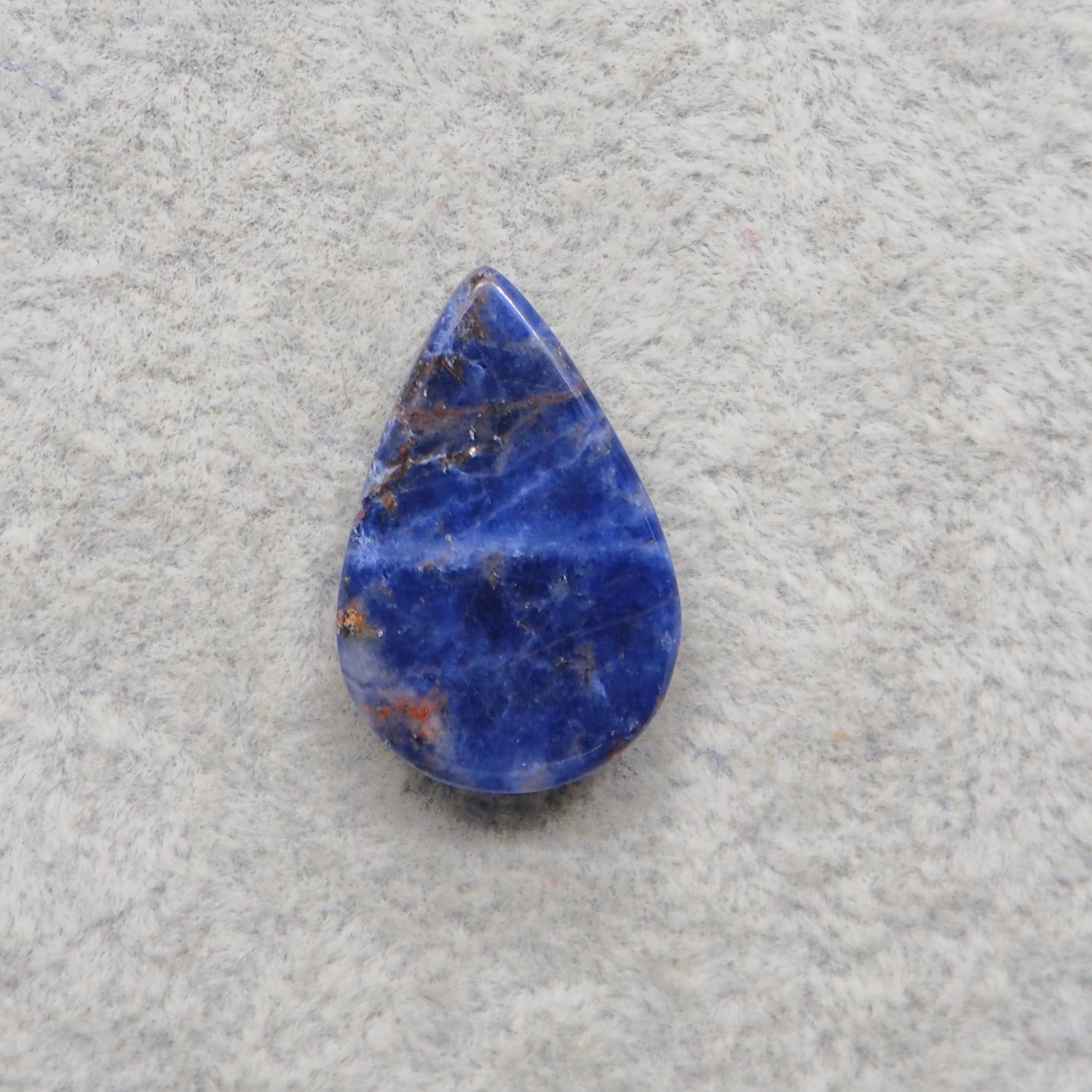 Natural Sodalite Pear Cabochon 25x16mm 16.5ct - Royal Blue with White Calcite Veining - Pedra Gems
