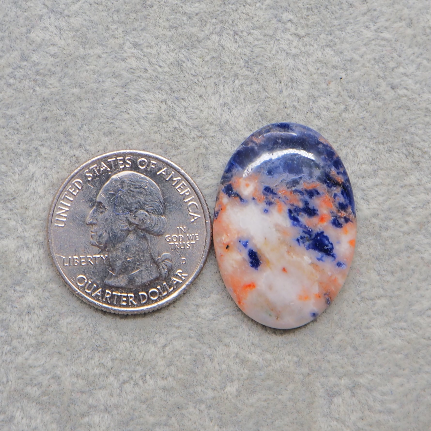 Natural Sodalite Oval Cabochon 30x21mm 21ct - Royal Blue with White Calcite Veining - Pedra Gems