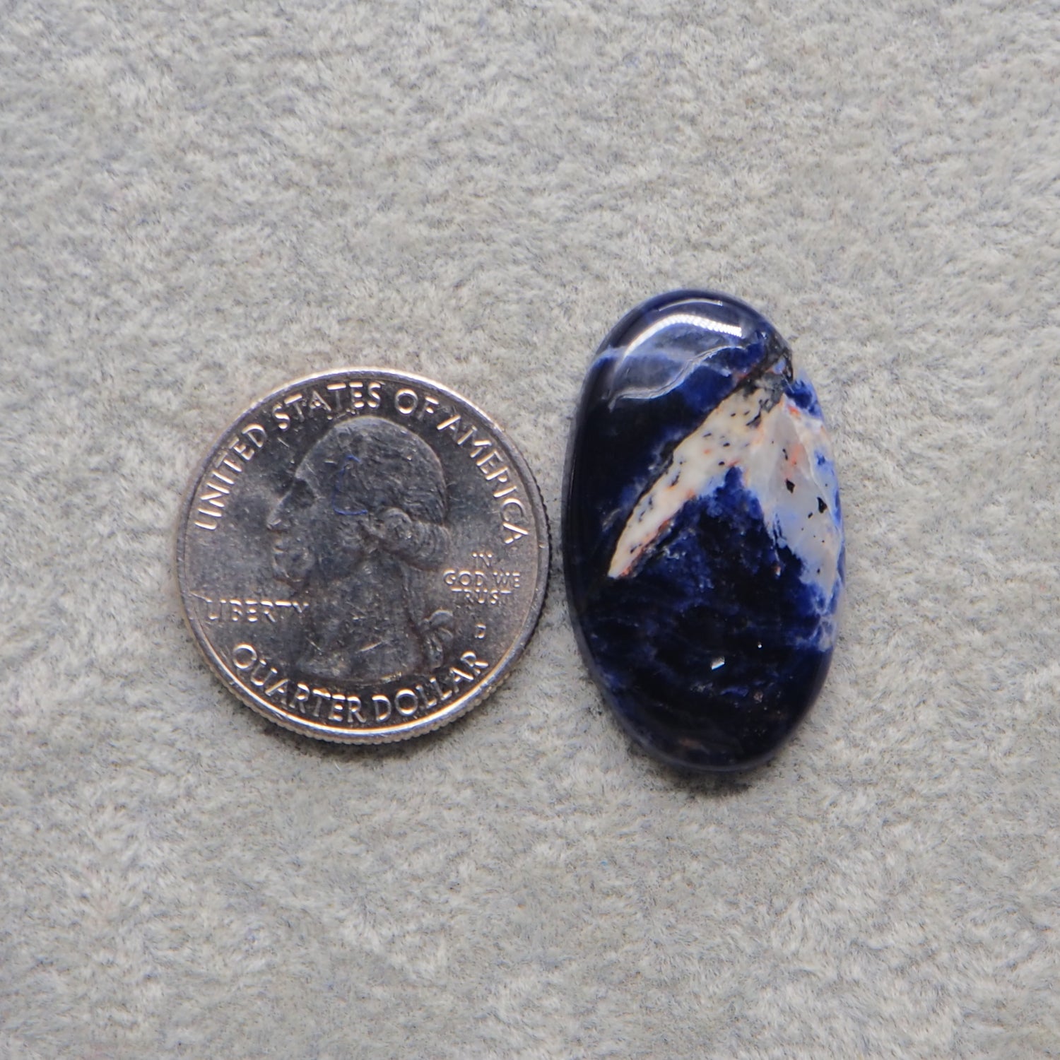 Natural Sodalite Oval Cabochon 31x18mm 22.5ct - Royal Blue with White Calcite Veining - Pedra Gems