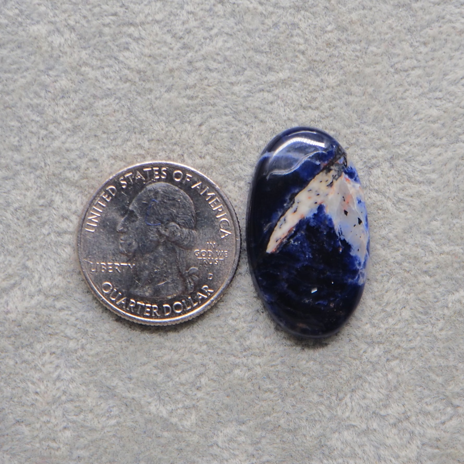 Natural Sodalite Oval Cabochon 31x18mm 22.5ct - Royal Blue with White Calcite Veining - Pedra Gems