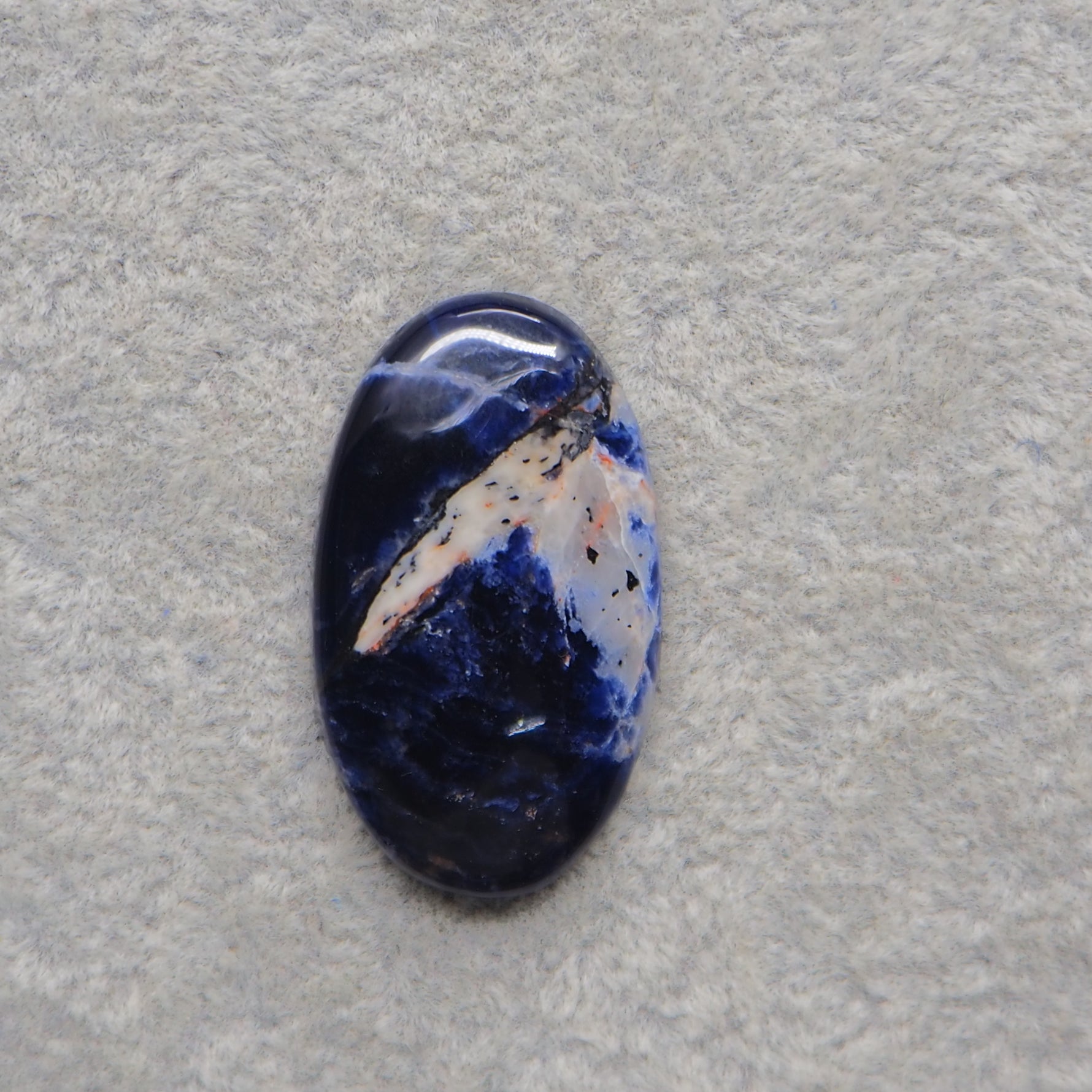 Natural Sodalite Oval Cabochon 31x18mm 22.5ct - Royal Blue with White Calcite Veining - Pedra Gems