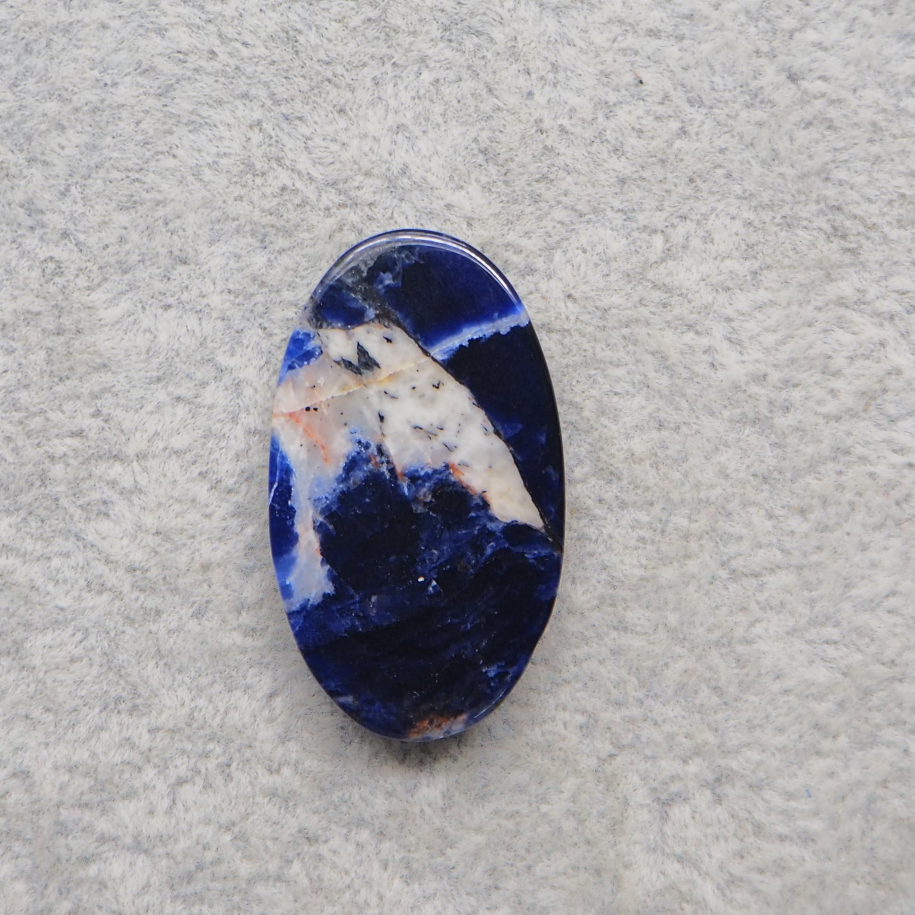 Natural Sodalite Oval Cabochon 31x18mm 22.5ct - Royal Blue with White Calcite Veining - Pedra Gems