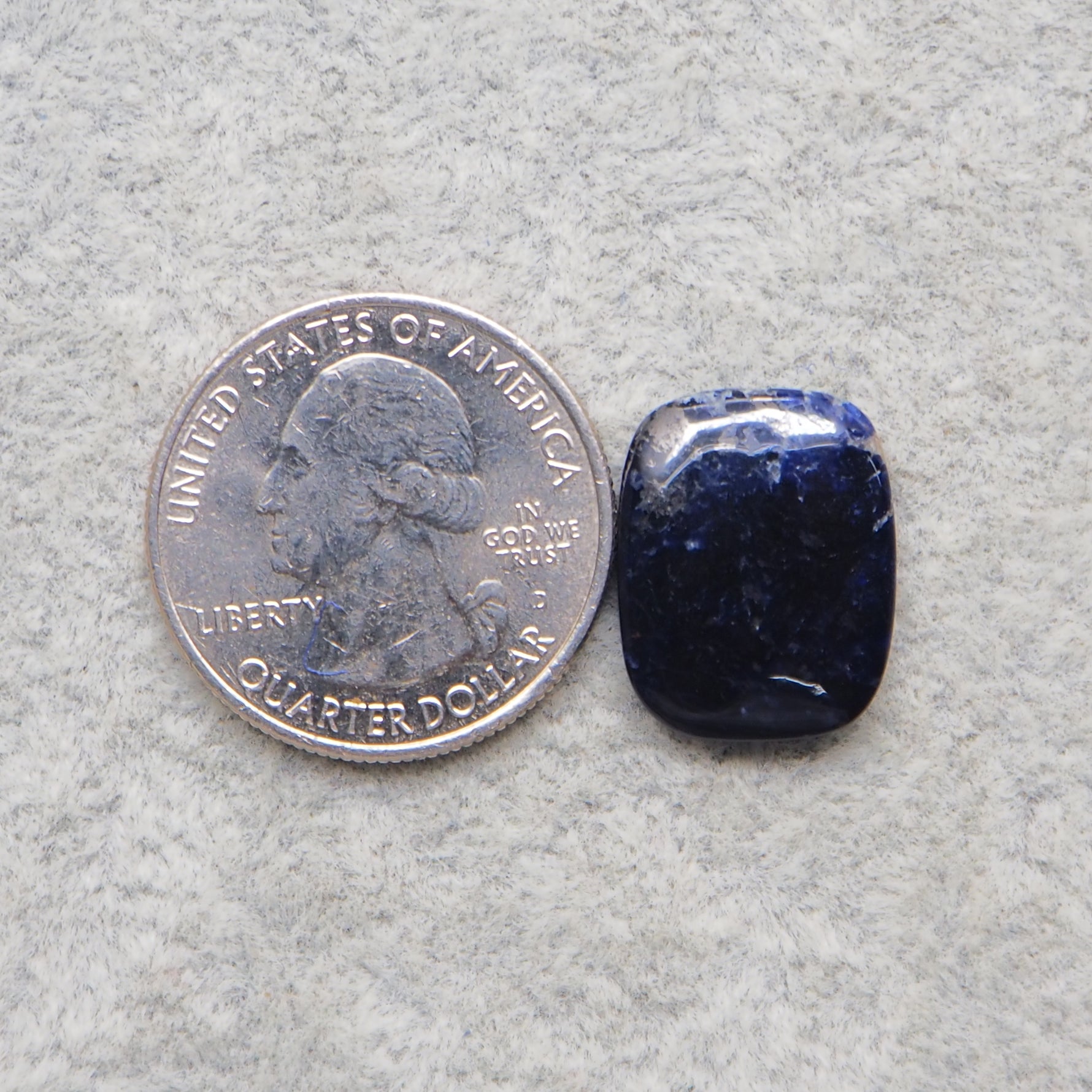 Natural Sodalite Cushion Cabochon 18x14mm 8ct - Royal Blue with White Calcite Veining - Pedra Gems