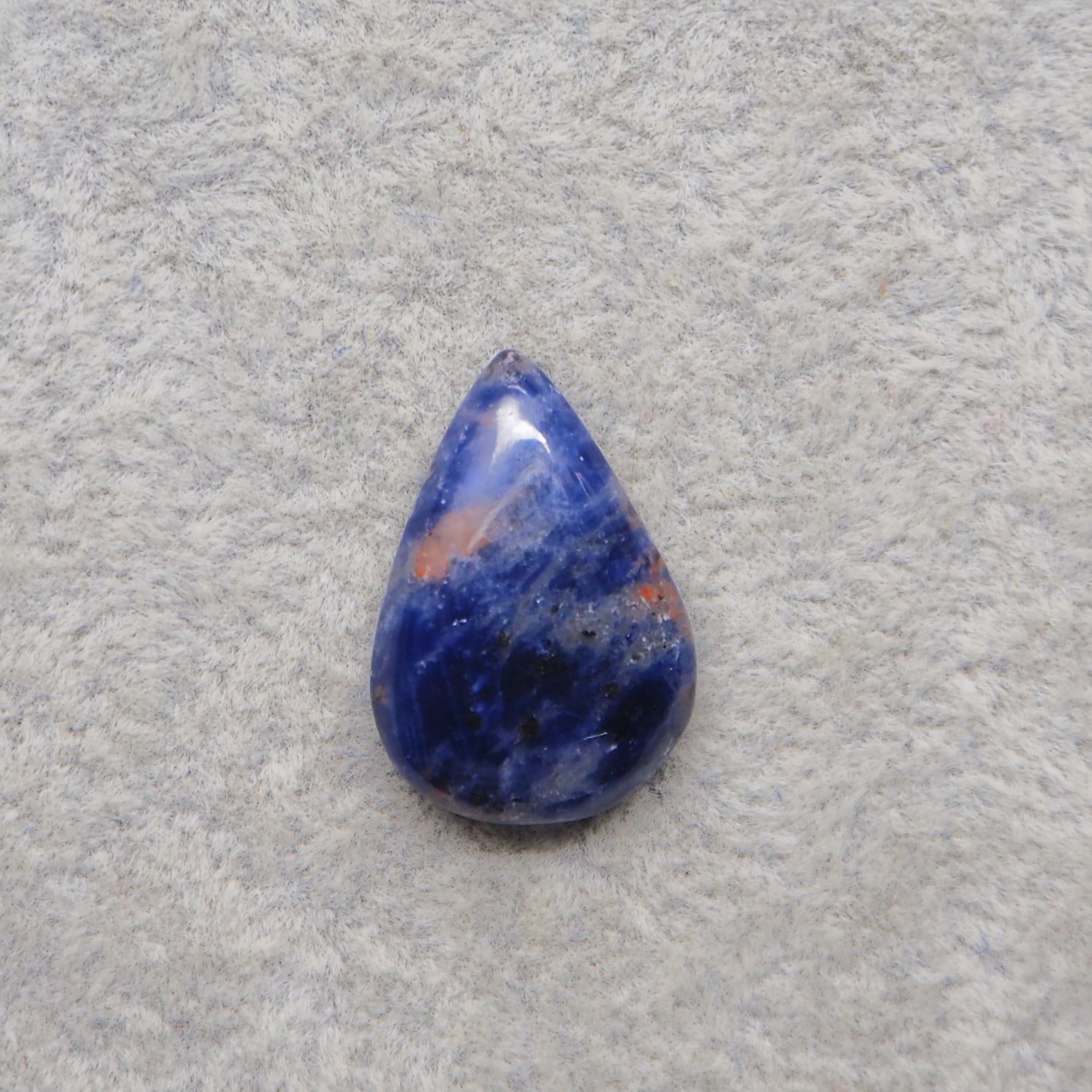Natural Sodalite Pear Cabochon 23x15mm 11.5ct - Royal Blue with White Calcite Veining - Pedra Gems