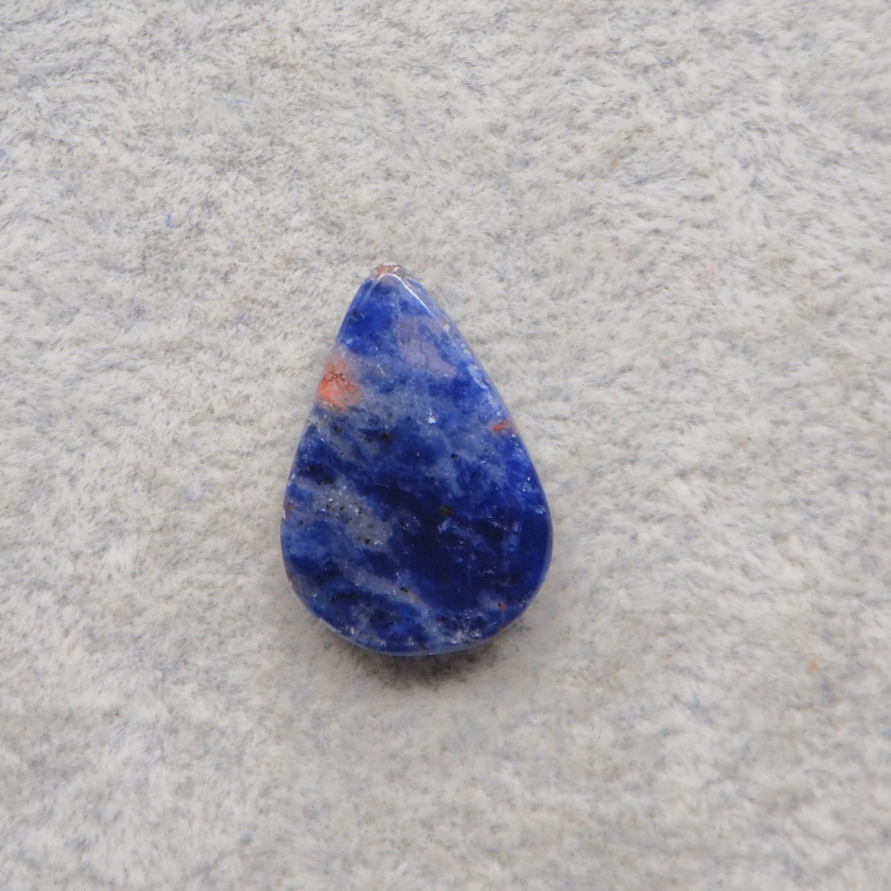 Natural Sodalite Pear Cabochon 23x15mm 11.5ct - Royal Blue with White Calcite Veining - Pedra Gems