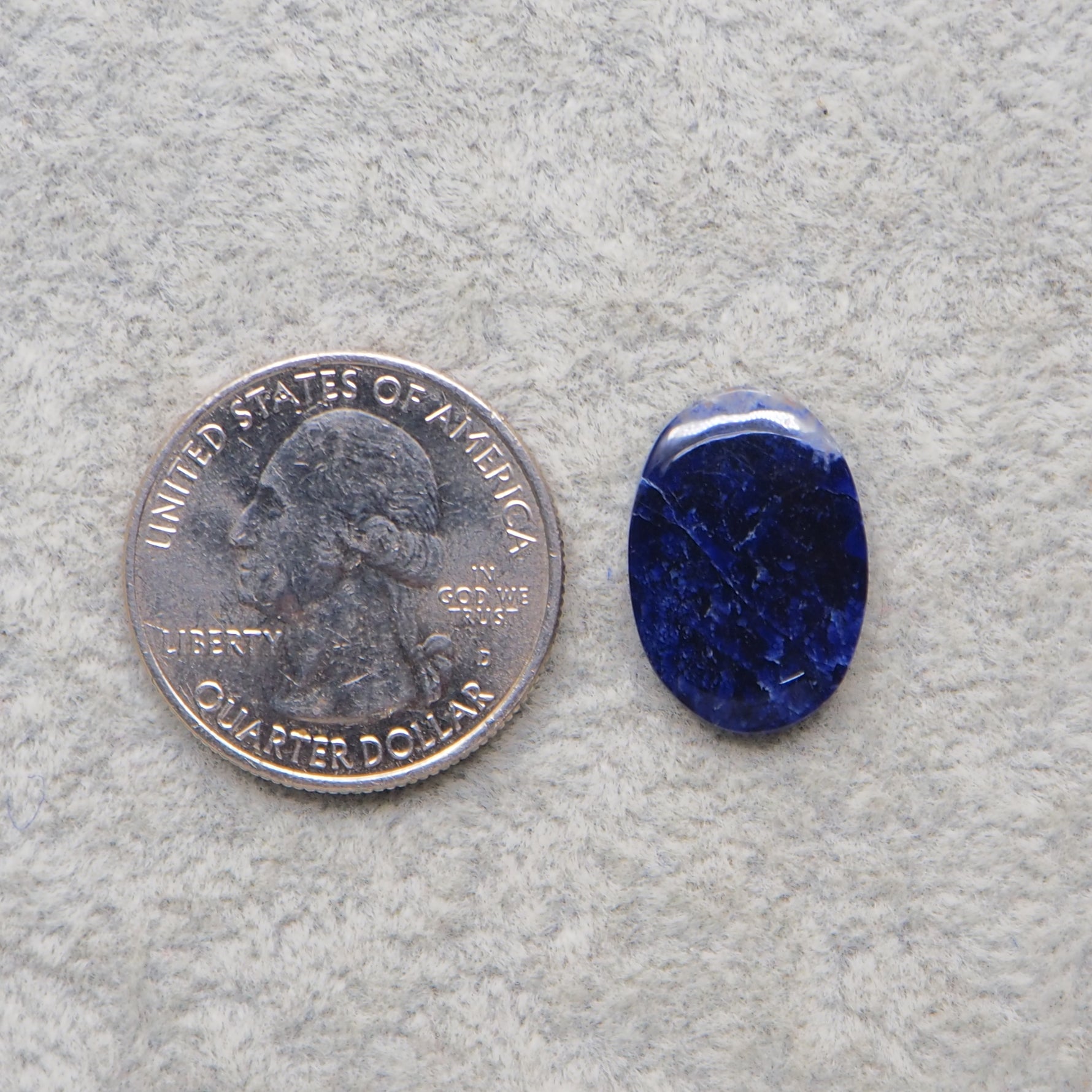 Natural Sodalite Oval Cabochon 19x13mm 4.5ct - Royal Blue with White Calcite Veining - Pedra Gems