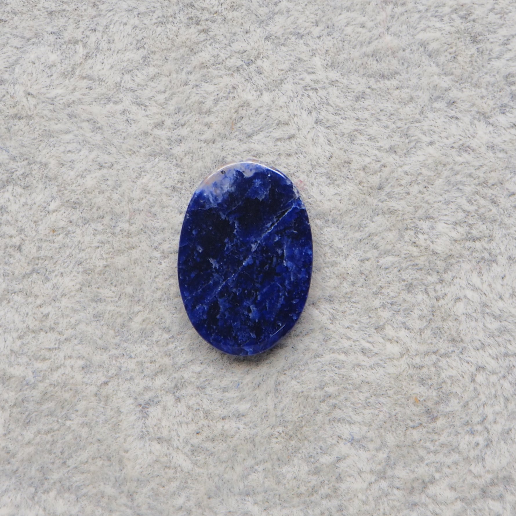 Natural Sodalite Oval Cabochon 19x13mm 4.5ct - Royal Blue with White Calcite Veining - Pedra Gems