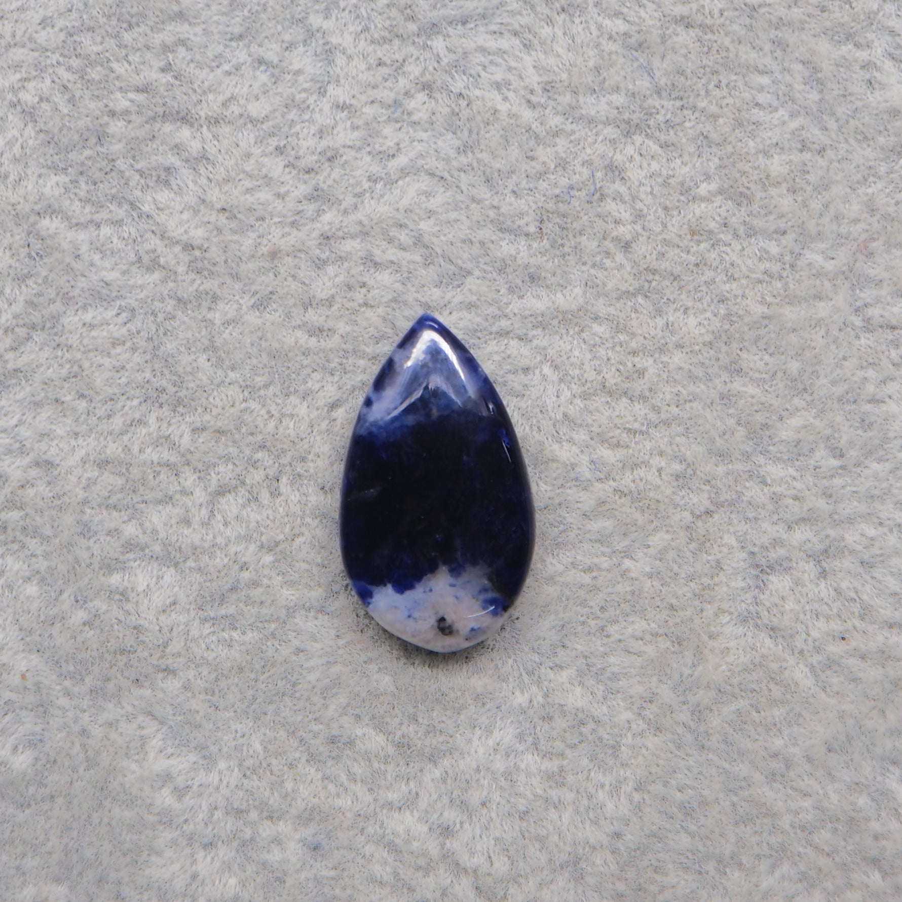 Natural Sodalite Pear Cabochon 19x11mm 6ct - Royal Blue with White Calcite Veining - Pedra Gems