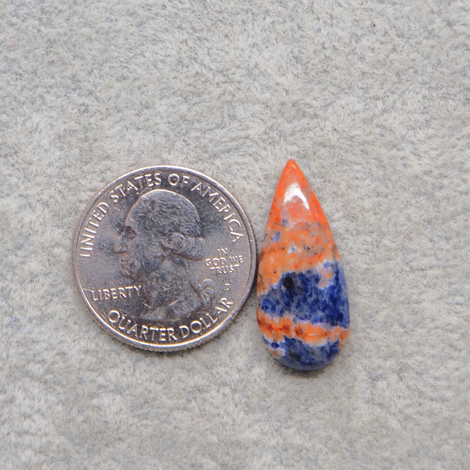 Natural Sodalite Pear Cabochon 27x12mm 11.5ct - Royal Blue with White Calcite Veining - Pedra Gems