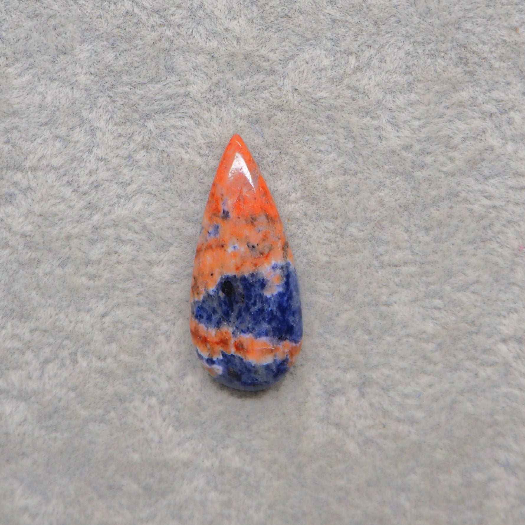 Natural Sodalite Pear Cabochon 27x12mm 11.5ct - Royal Blue with White Calcite Veining - Pedra Gems