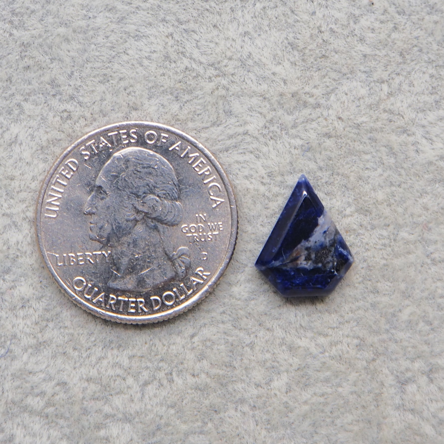 Natural Sodalite Diamond Cabochon 14x12mm 3.5ct - Royal Blue with White Calcite Veining - Pedra Gems