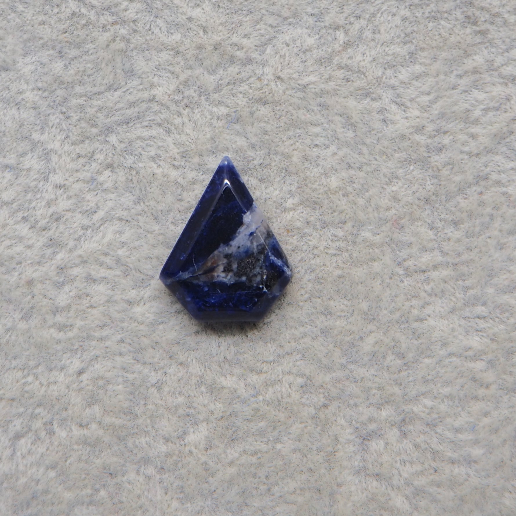Natural Sodalite Diamond Cabochon 14x12mm 3.5ct - Royal Blue with White Calcite Veining - Pedra Gems