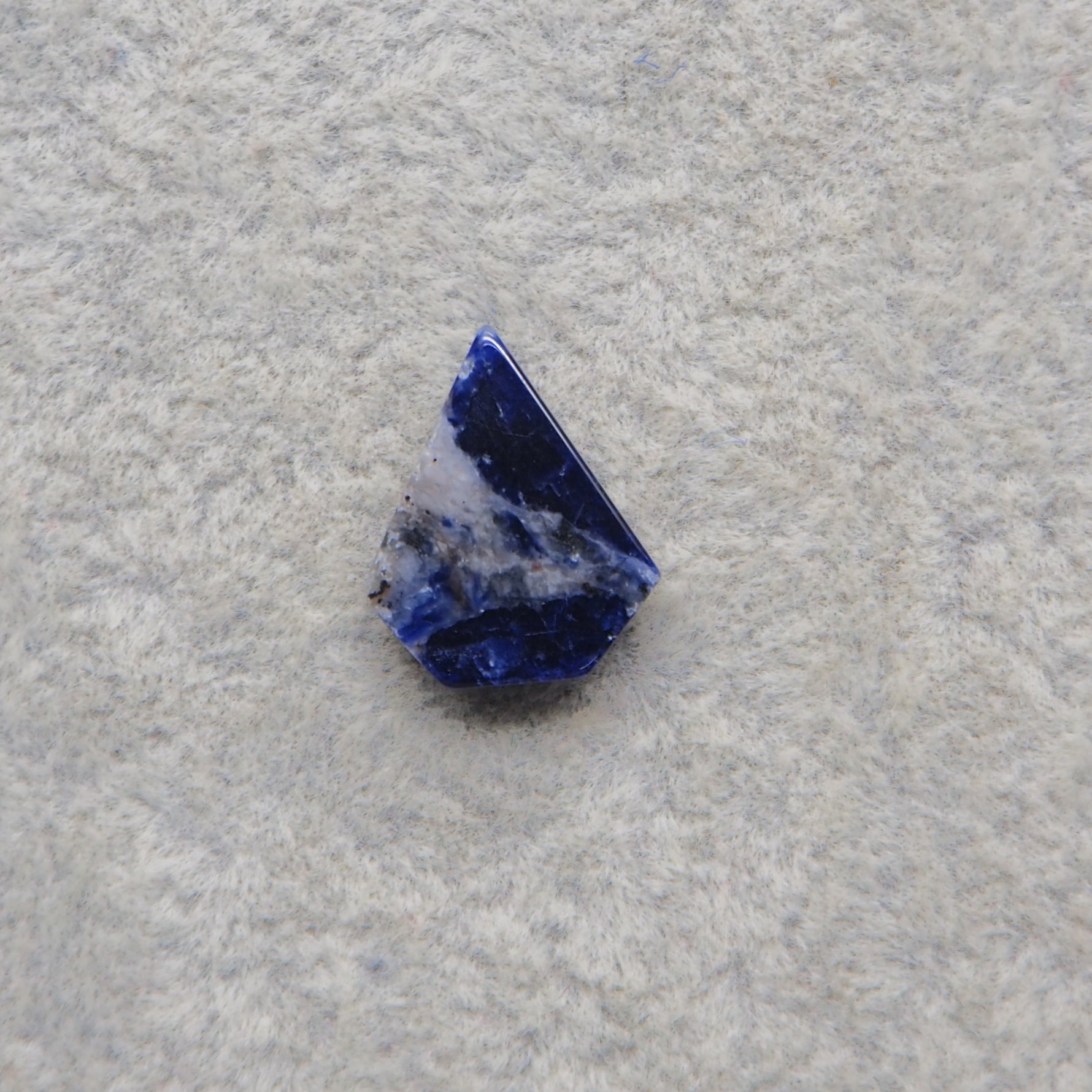 Natural Sodalite Diamond Cabochon 14x12mm 3.5ct - Royal Blue with White Calcite Veining - Pedra Gems
