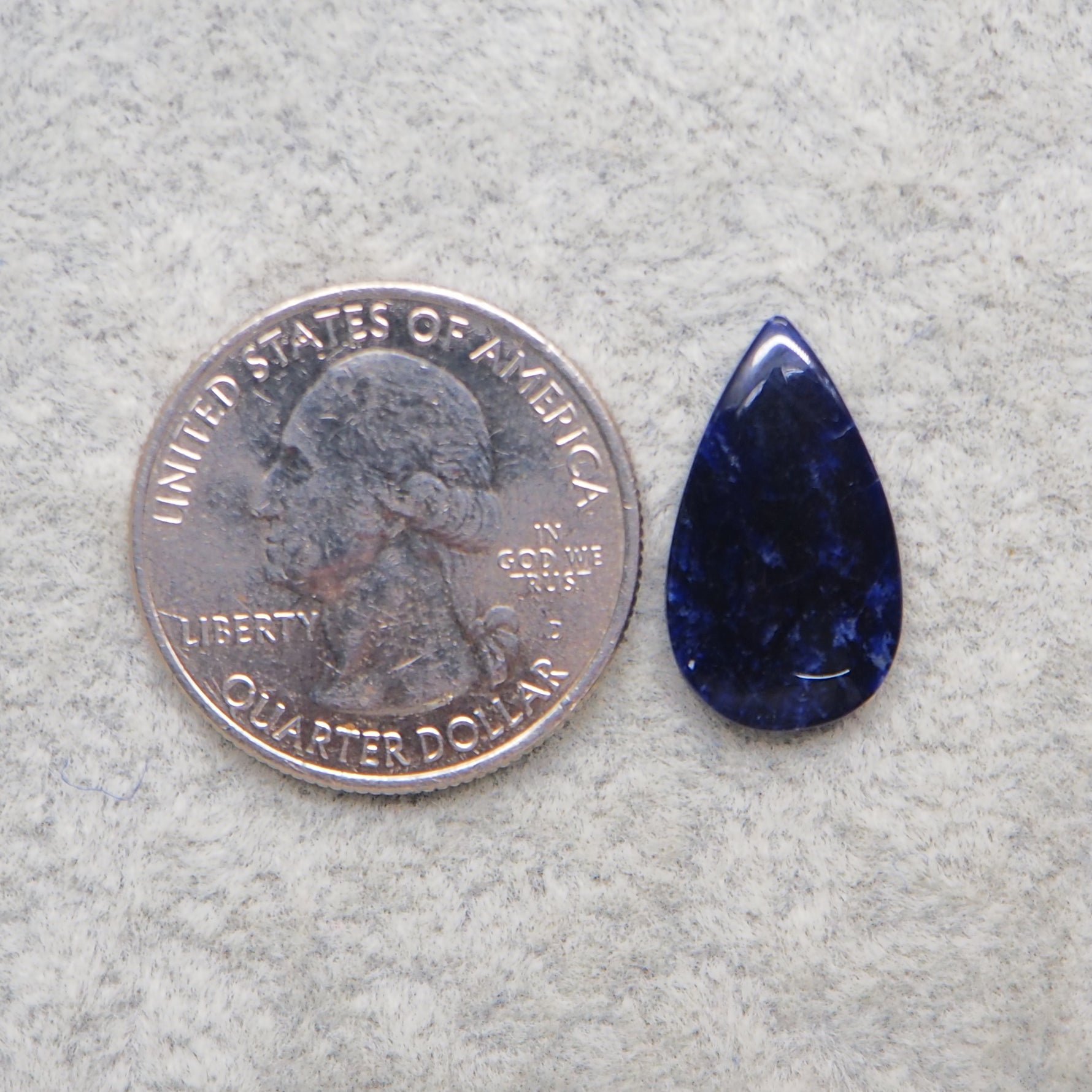 Natural Sodalite Pear Cabochon 19x11mm 4ct - Royal Blue with White Calcite Veining - Pedra Gems