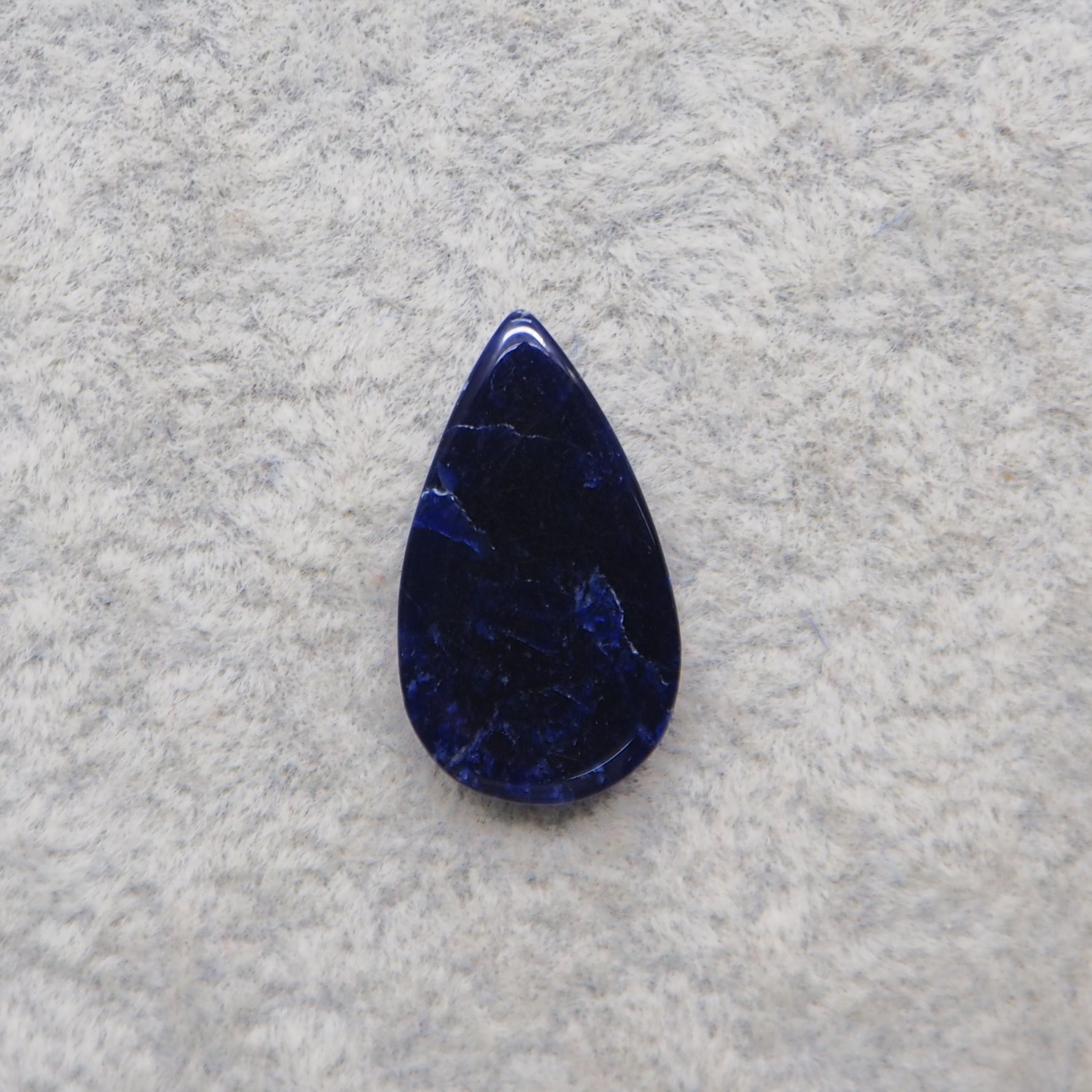 Natural Sodalite Pear Cabochon 19x11mm 4ct - Royal Blue with White Calcite Veining - Pedra Gems